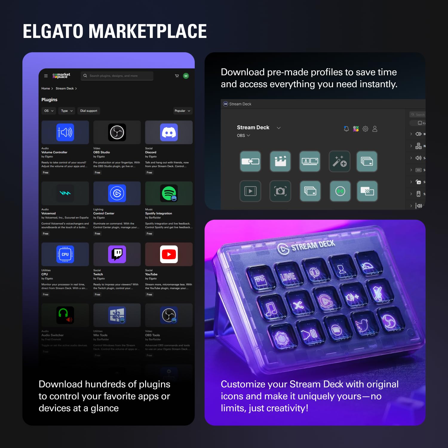 Elgato Stream Deck +, Audio Mixer, Production Console and Studio Controller for Content Creators, Streaming, Gaming, with customizable touch strip dials and LCD keys, works with Mac and PC: White Stream Deck +