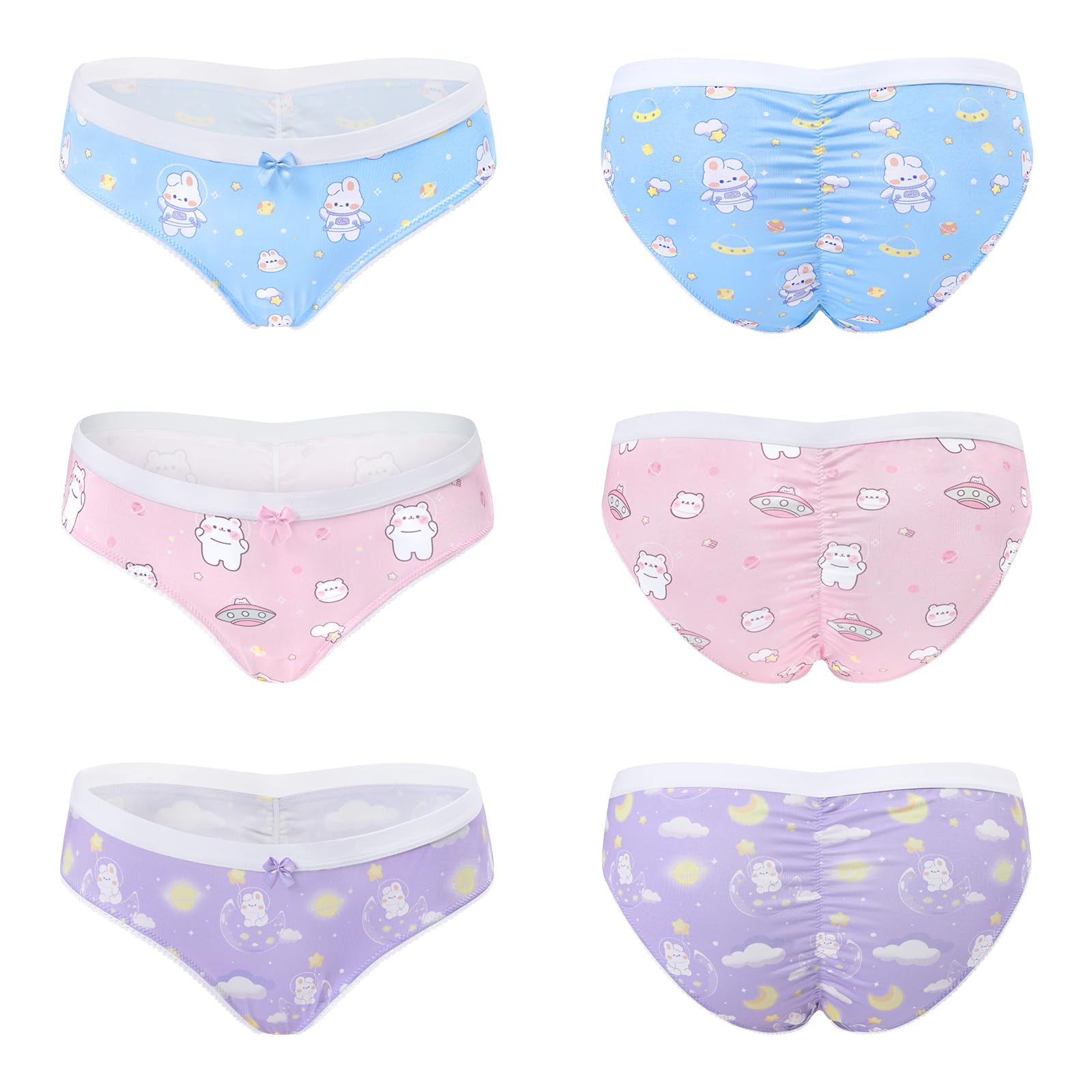 Littleforbig Women's Ladies Soft Smooth Silky Underwear Comfortable Hipster Briefs Babydoll Dreamy Galaxy 4 Pack Panties Set: Small Multicolor