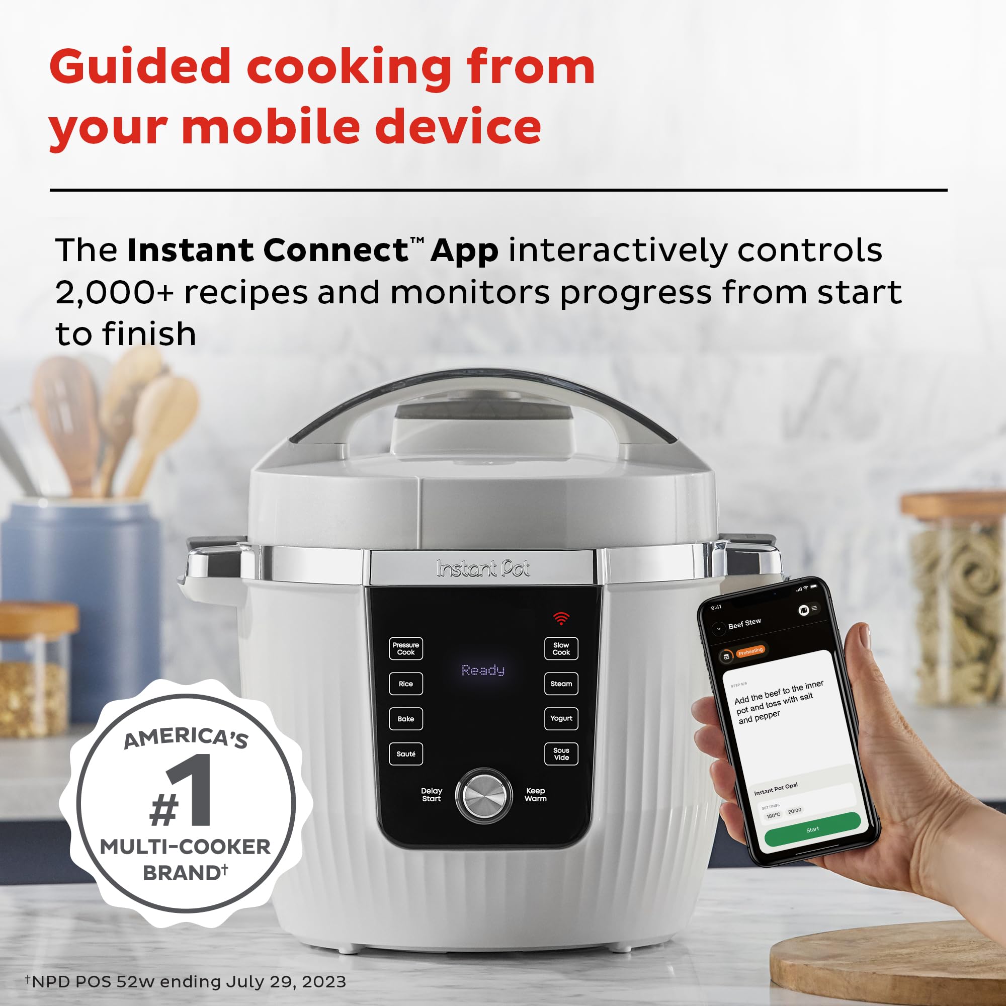 Instant Pot Pro Plus Wi-Fi Smart 10-in-1, Pressure Cooker, Slow Cooker, Rice Cooker, Steamer, Sauté Pan, Yogurt Maker, Warmer, Canning Pot, Sous Vide, Includes App with Over 800 Recipes, 6 Quart: White