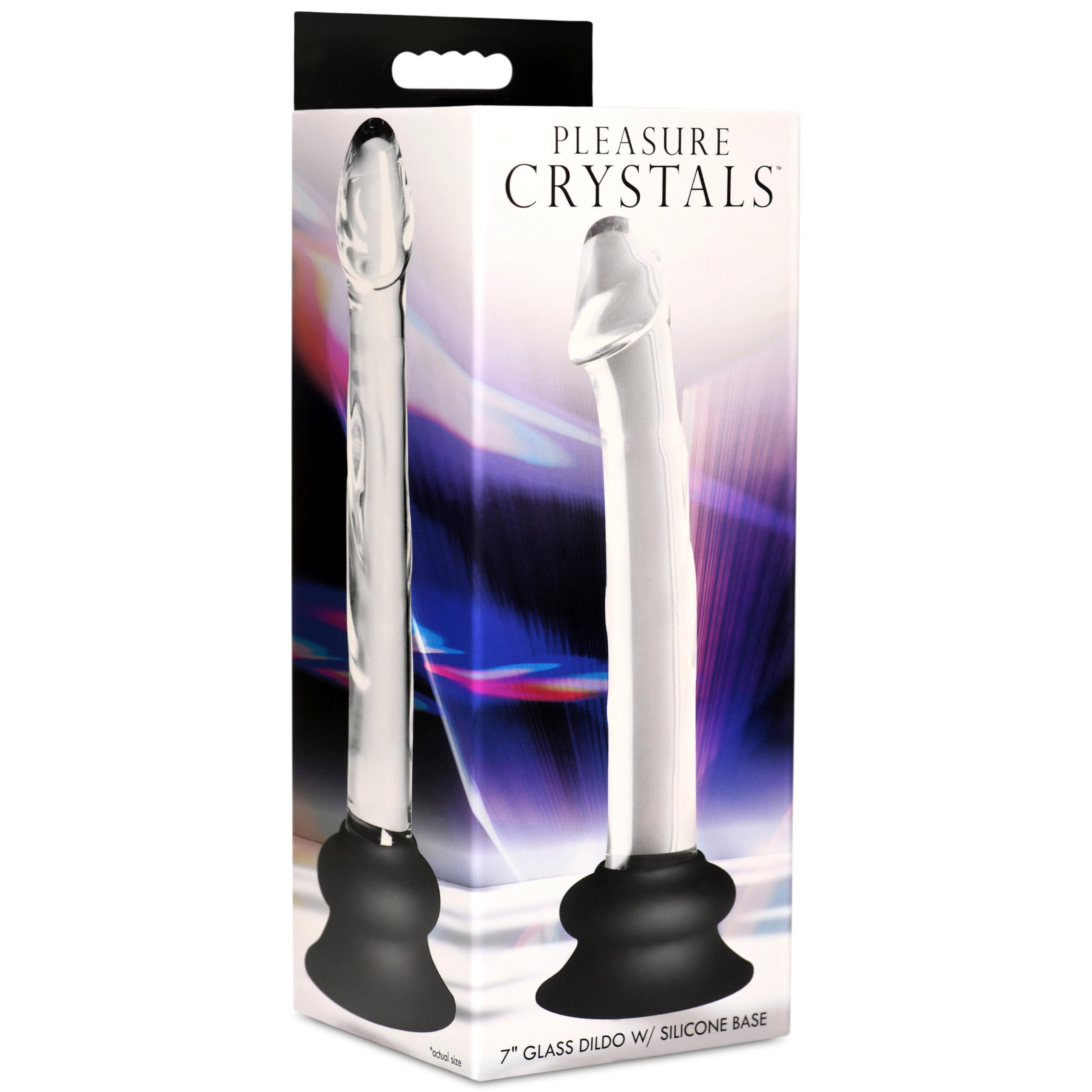 Pleasure Crystals 7" Glass Dildo with Silicone Base for Men, Women & Couples. Realistic Texture, Includes Removable Silicone Suction Cup, Ideal for Temperature Play. 2 Pieces, Clear.: Multi 7 inches