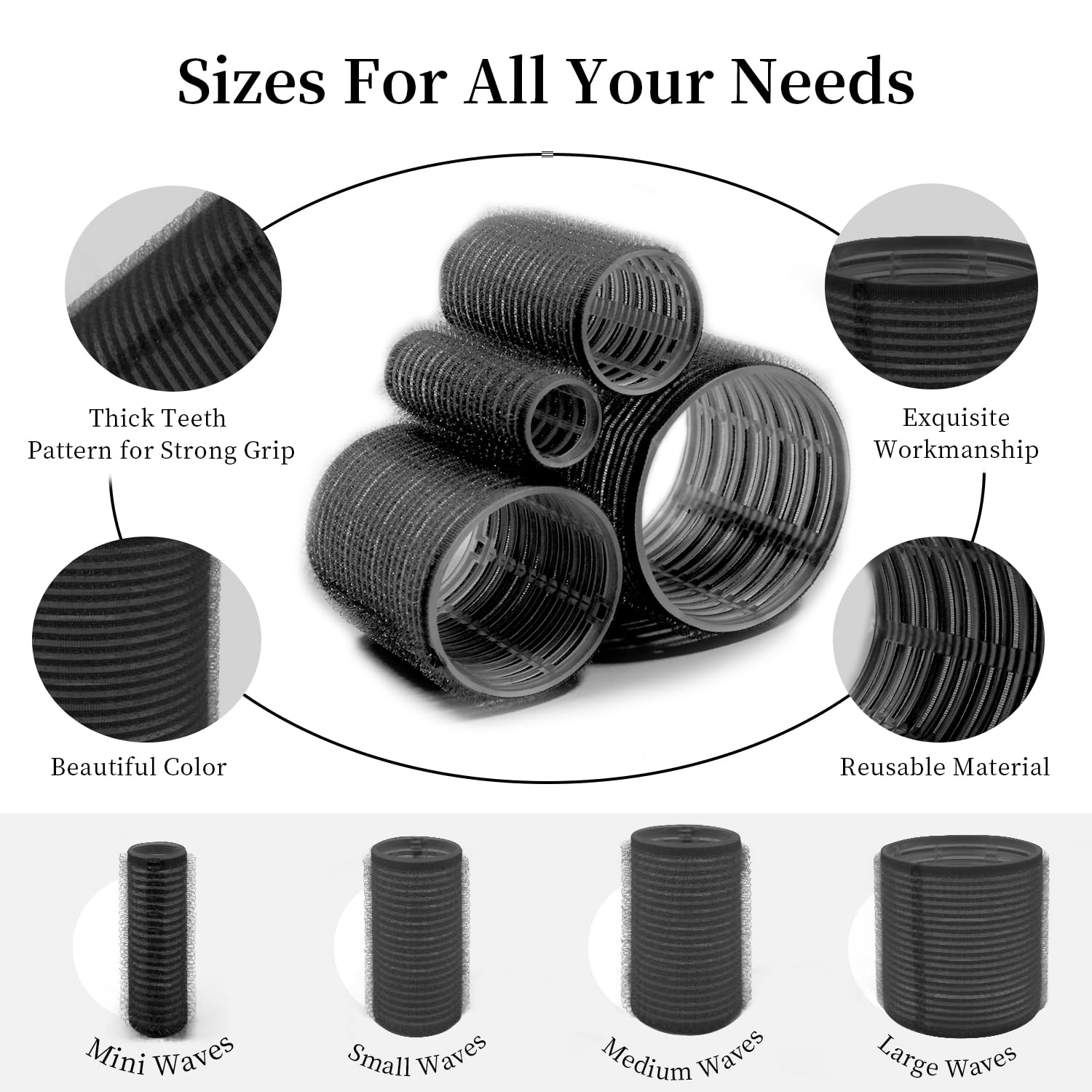 Heatless Curls Overnight, Heatless Hair Curler and Curling Scrunchie Set, Heatless Curling Rod with Spray Bottle, No-Heat Hair Curlers, Overnight Blowout Rods, for Medium to Long Hair (Black): Black-9pcs