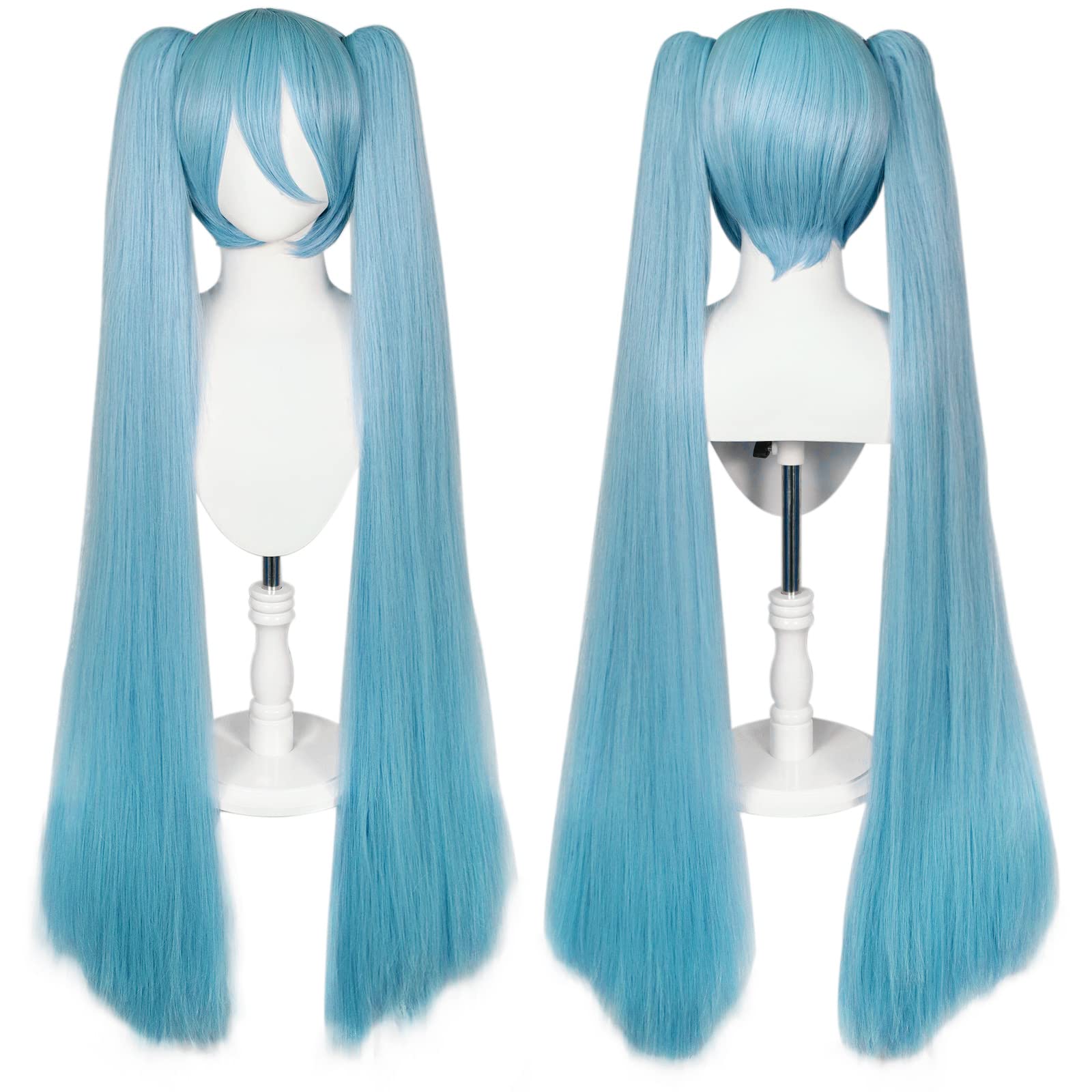 Ebingoo Blue Braided Cosplay Wig for Women + Wig Cap Long Straight Synthetic Costume Wig for Halloween Costume Anime Party: Blue