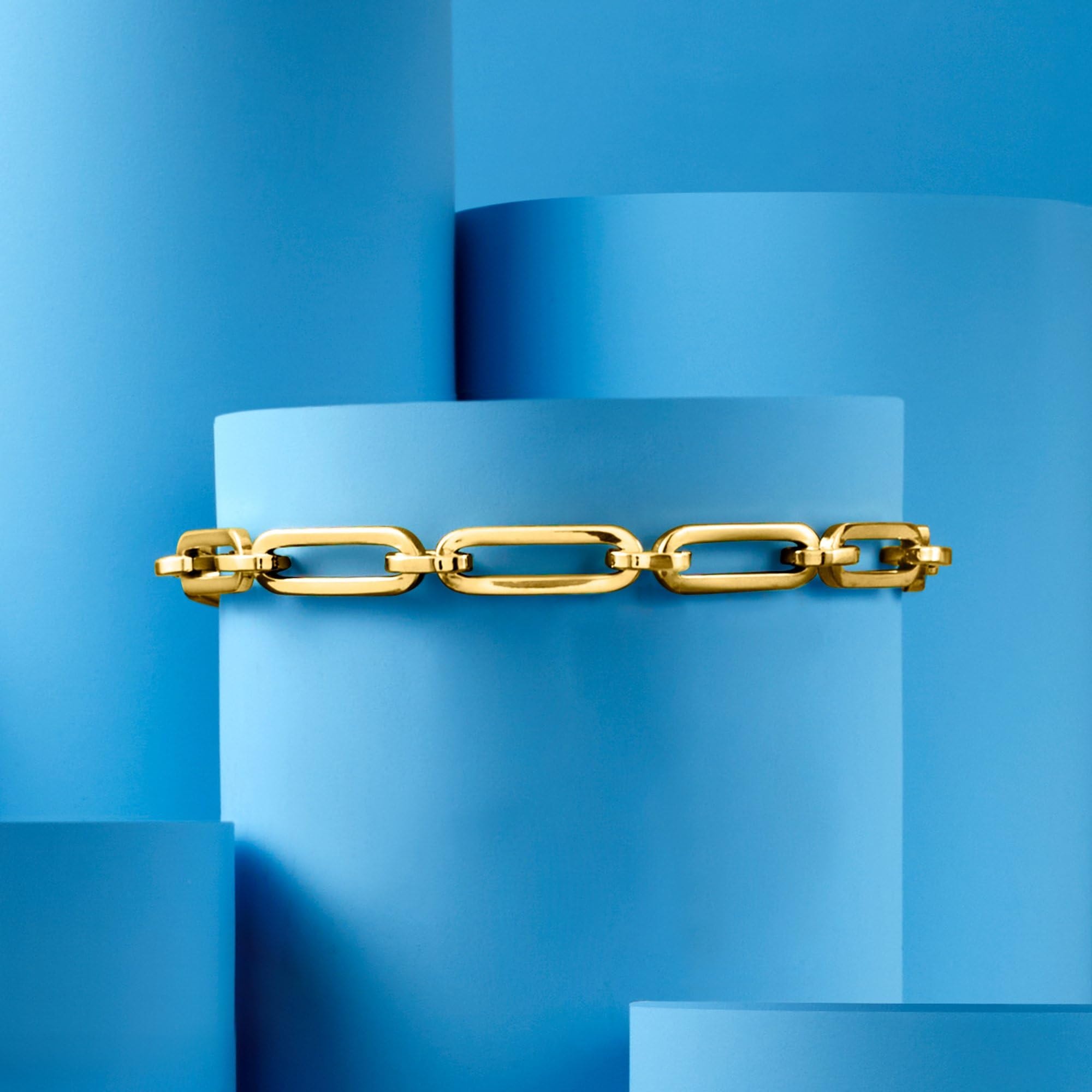 Ross-Simons Italian 14kt Yellow Gold Paper Clip Link Bracelet. 7 inches - Image 7