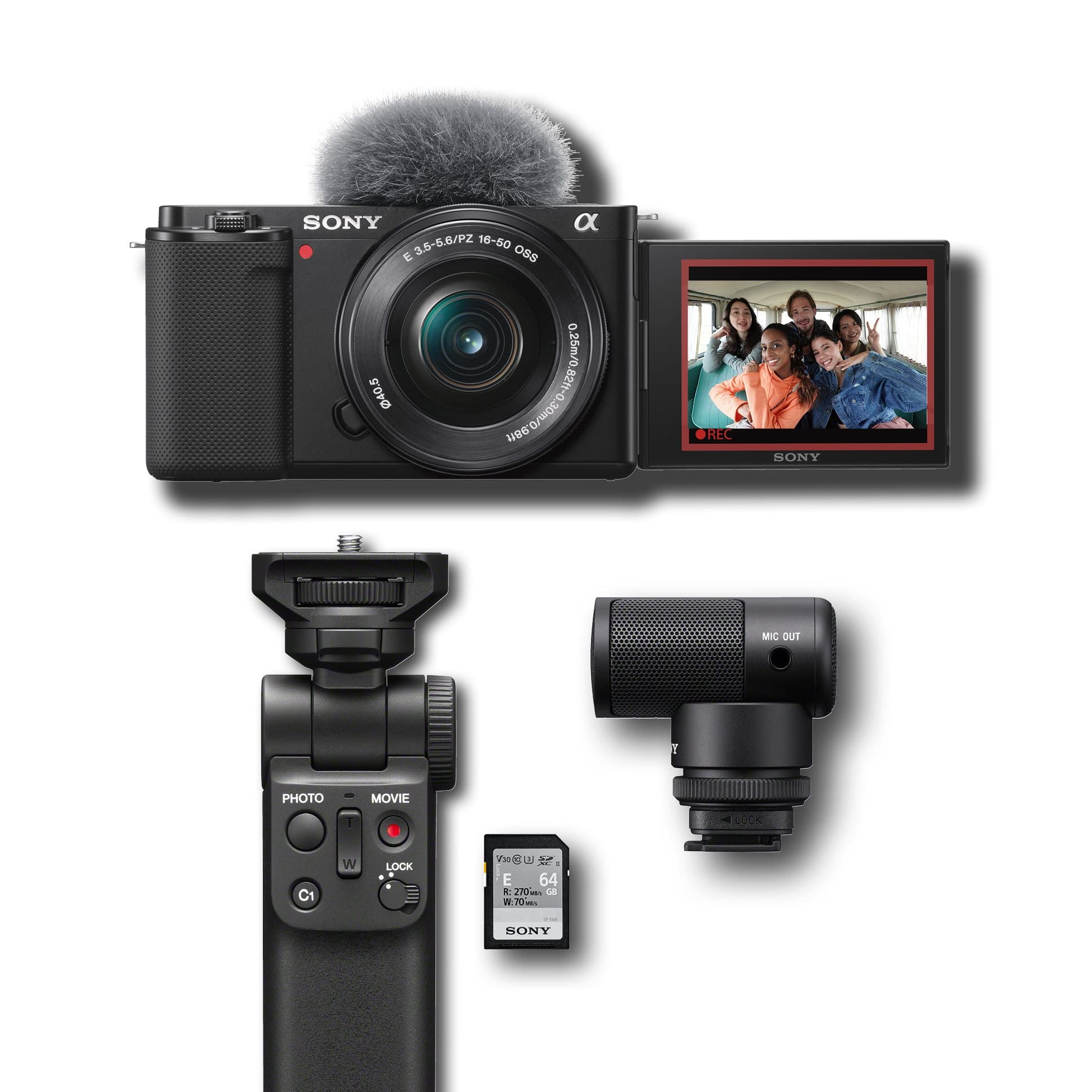 Sony Alpha ZV-E10 - APS-C Interchangeable Lens Mirrorless Vlog Camera Kit - Black: Black w/16-50mm w/ Content Creator Kit