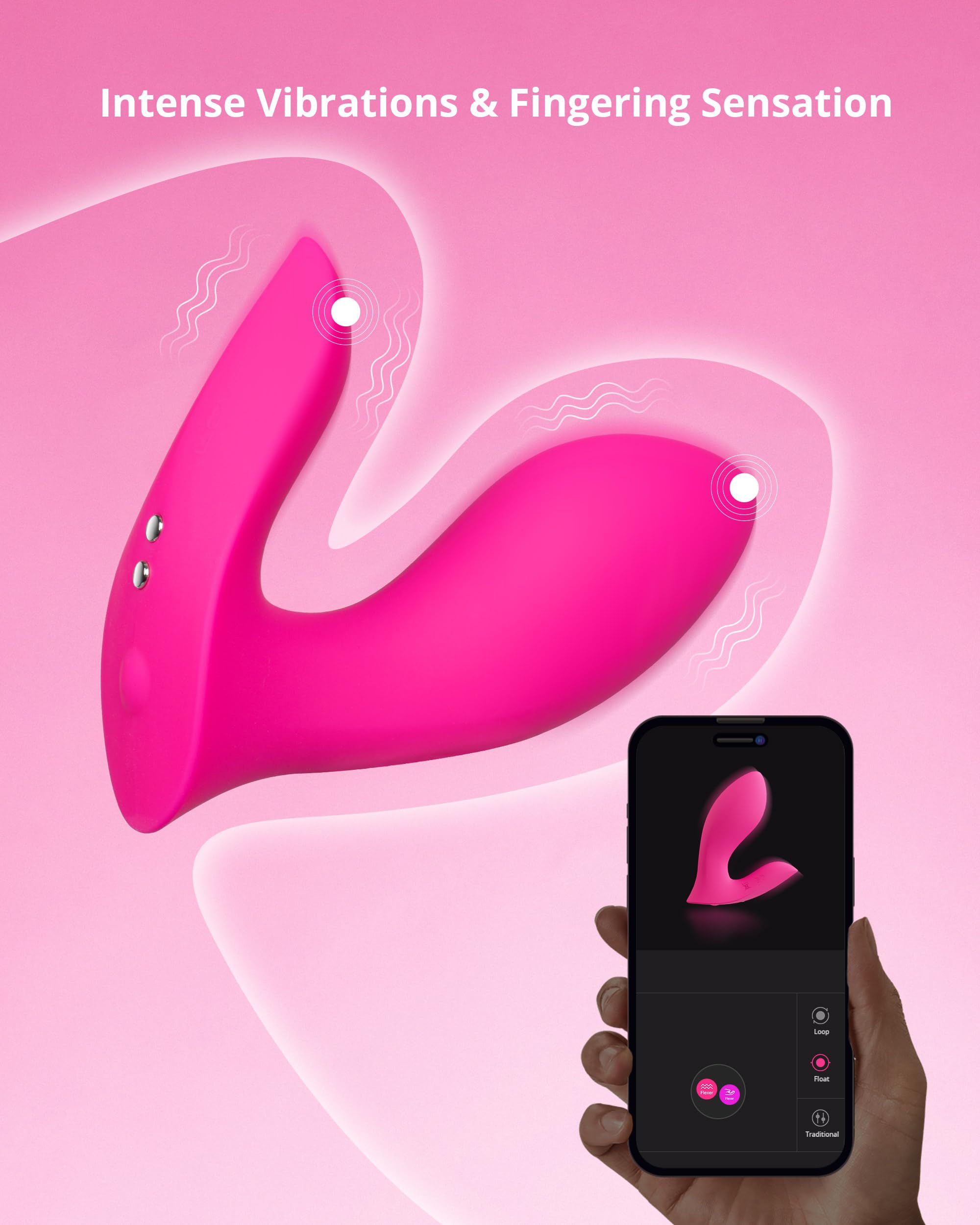 LOVENSE Flexer Wearable Panty Vibrator, App Remote Control Butterfly Vibrator for Women Pleasure, Rechargeable Clitoral G Spot Stimulator, Bluetooth Adult Sex Toys for Couples Play