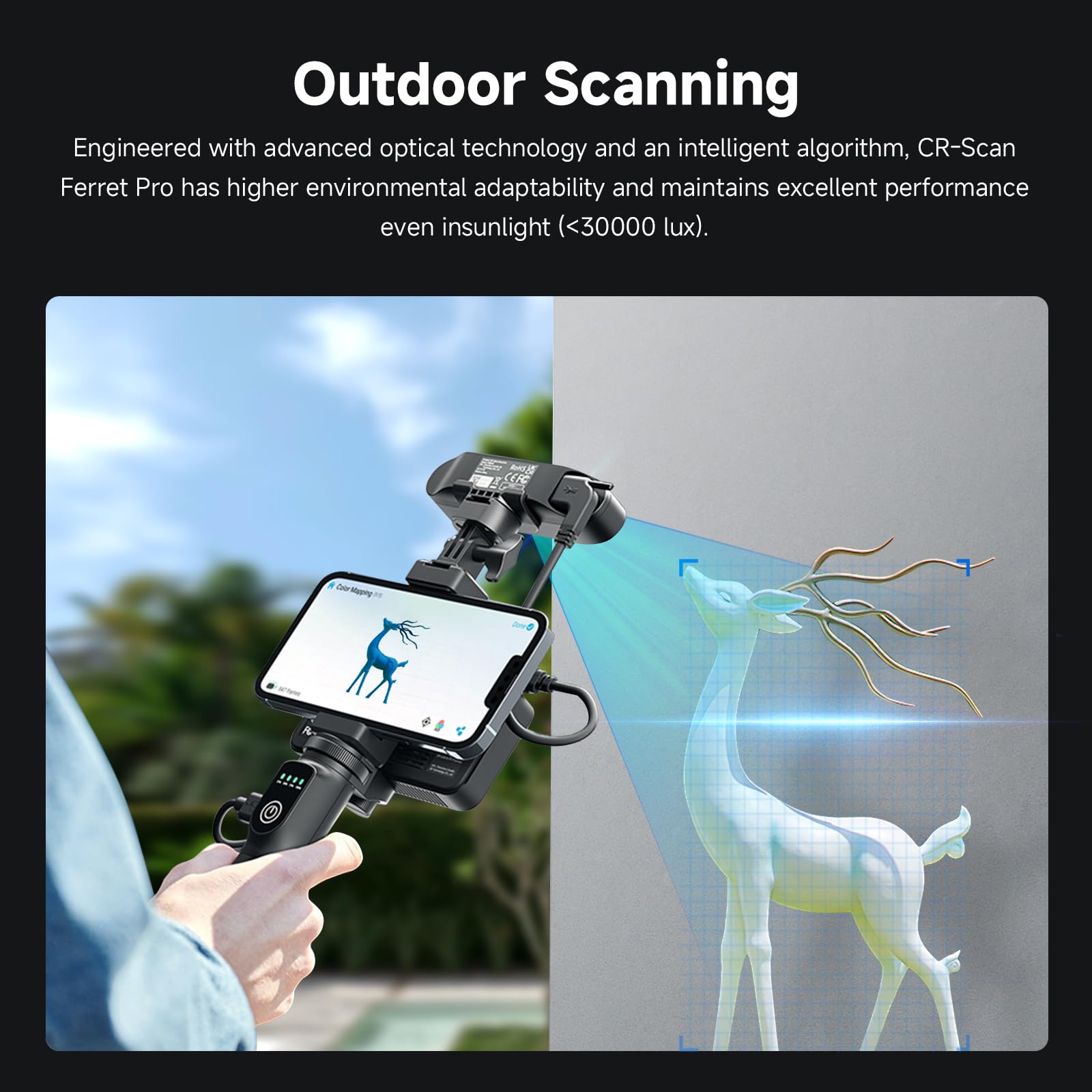 Creality 3D Scanner, Raptor Scanner for 3D Printing, Hybrid Technology for Versatile Scanning, High Precision with 0.02mm, Anti-Shake Tracking, 24-Bit Fast Full-Color Scanning for Windows macOS: Creality 3D Scanner CR-Scan Ferret Pro for 3D Printing, Handheld Scanner with 0.1mm Accuracy, Wireless Scanning, Anti-Shake Tracking, Fast Full-Color Scan for iOS/Android Phone PC macOS Win 10/11