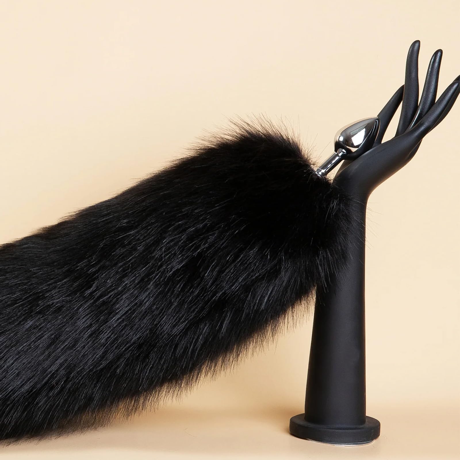 Tail Plug Anal Butt Plug, Butt Plug Faux Fur Tail Anal Sex Toys Buttplug Wolf Tail Toys Stainless Steel But Plug Butt Toys Sex Toys for Women Cosplay Adult Sex Toys for Women Men Couple (Grey): F-black