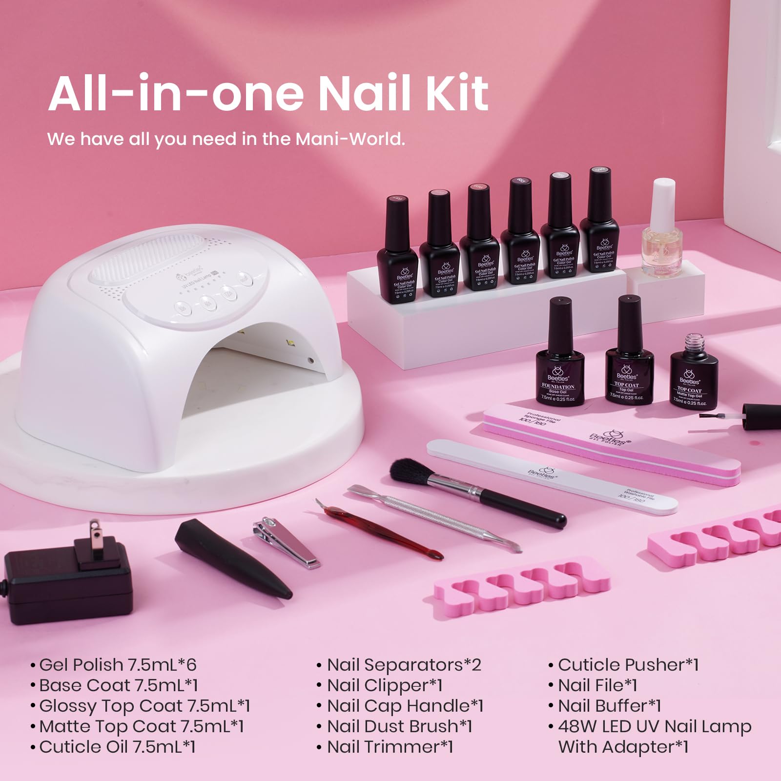 beetles Gel Polish Set Summer Gel Nail Polish Kit Pastel 36 Pcs 32 Colors with Base Top Coat Hot Pink Green Black White Burgundy Red Blue Purple Gifts for Women Fingertip Palette: Beetles Gel Nail Polish Kit with Uv Light 48W Led Nail Lamp 6 Colors Nude Gray Pink Gel Polish Starter Kit Manicure Soak off Led Salon DIY Home Gift for Women