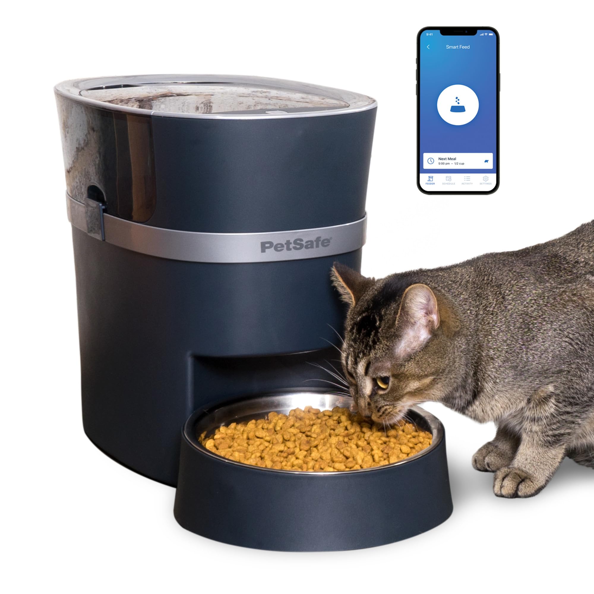 PetSafe Smart Feed - Electronic Pet Feeder for Cats & Dogs - 6L/24 Cup Capacity - Programmable Mealtimes - Alexa, Apple & Android Compatible - Backup Batteries Ensure Meal Delivery During Power Outage: Feeder for 1 Pet