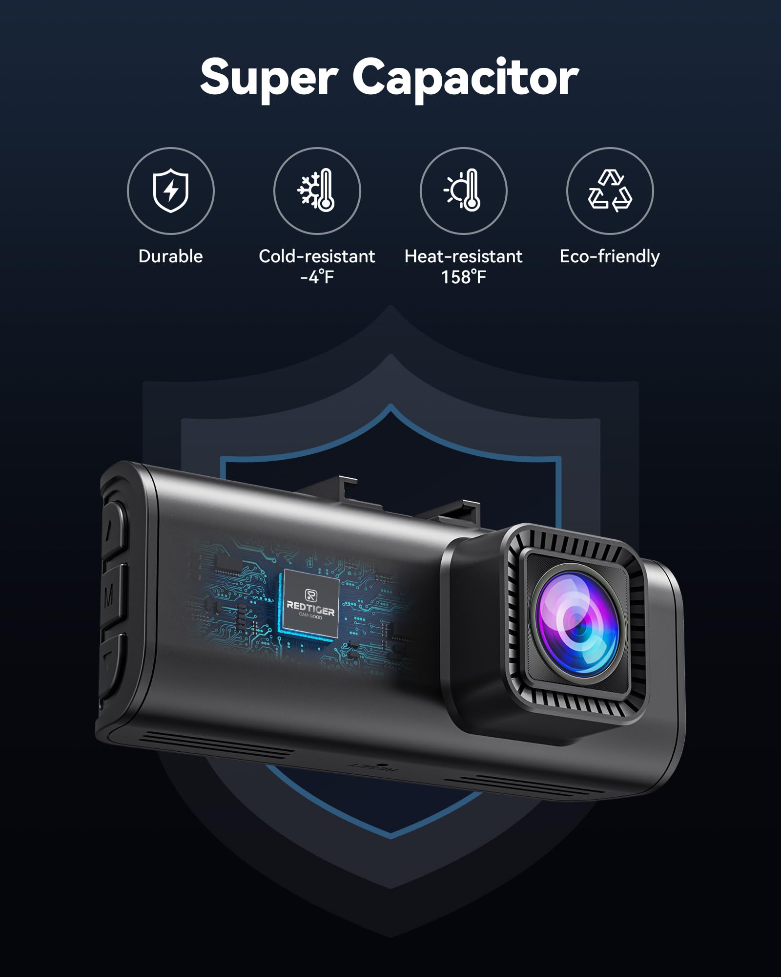REDTIGER Dash Cam Front Rear, 4K/2.5K Full HD Dash Camera for Cars, Included 32GB Card, Built-in Wi-Fi GPS, APP Control, 3.18" IPS Screen, Night Vision, Wide Angle, WDR, 24H Parking Mode(F7NP)