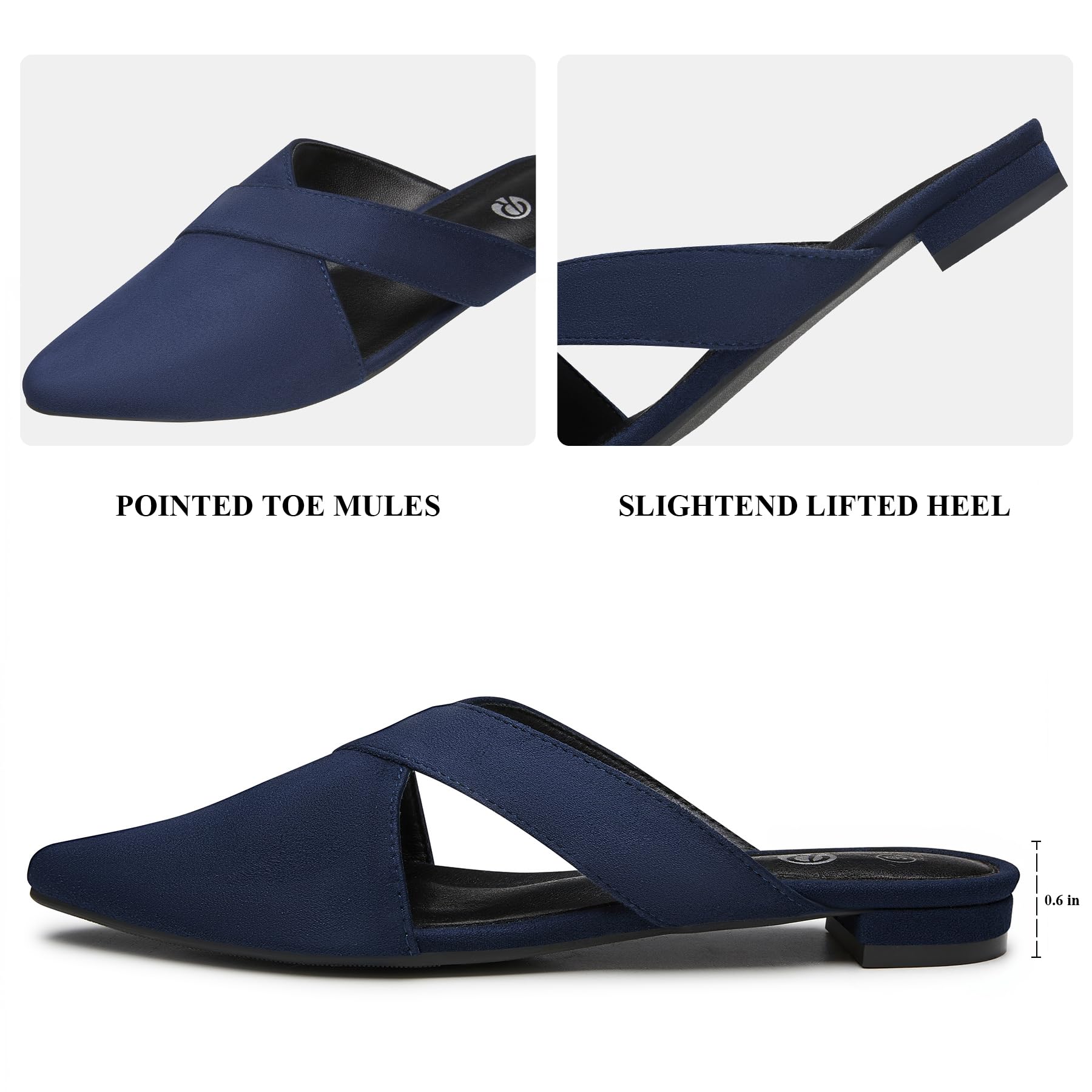 Rekayla Women’s Mules Closed Pointed Toe Backless Loafer Shoes for Women