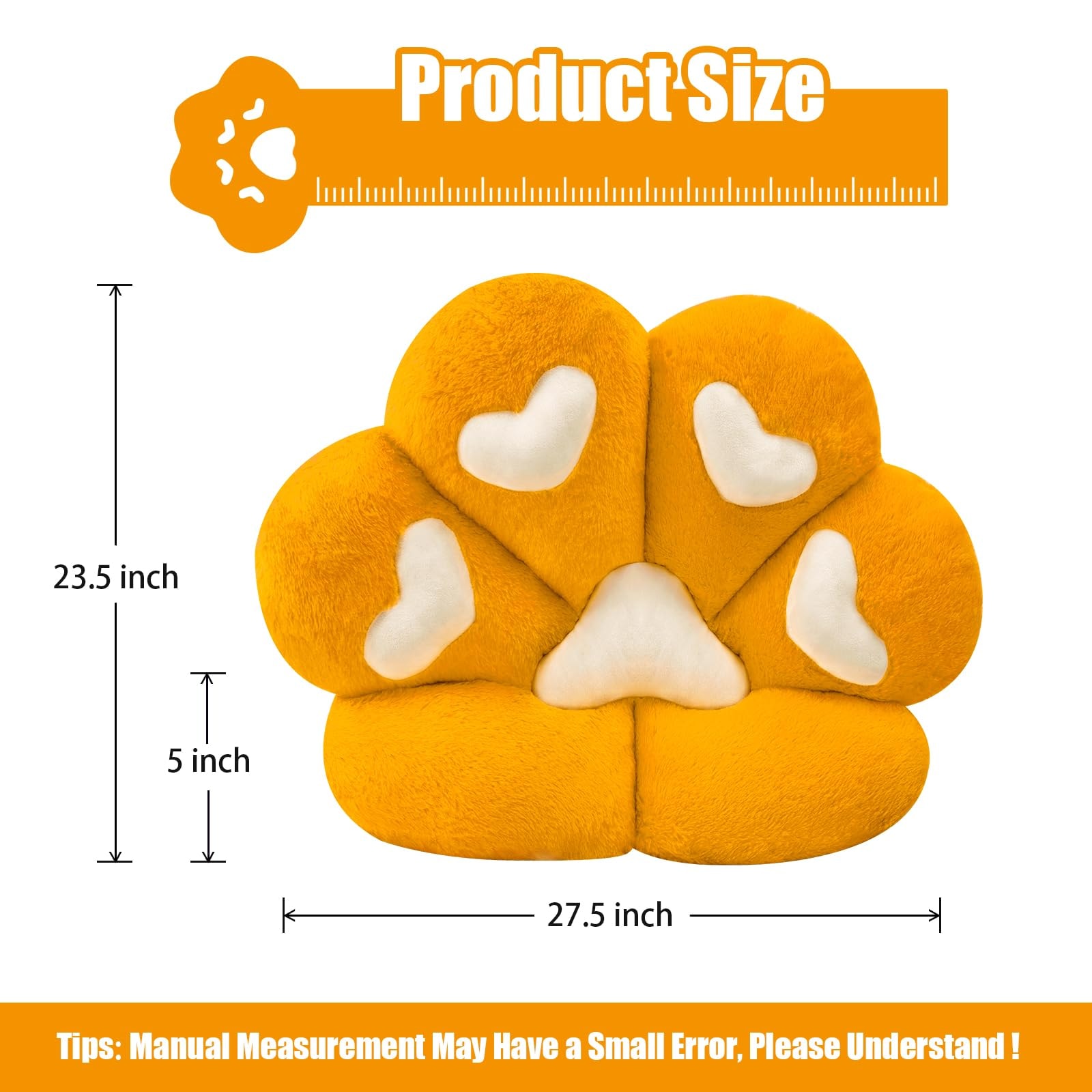 MOONBEEKI Cat Paw Cushion Chair Comfy Kawaii Plush Seat Cushions Shape Lazy Pillow for Gamer Chair 28"x 24" Cozy Floor Cute Seat Kawaii for Girl Worker Gift, Dining Room Bedroom Decorate Black - Image 2