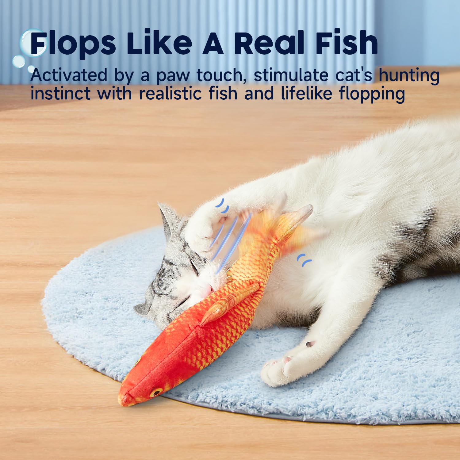 Potaroma Cat Toys Flopping Fish with Catnip, Moving Kitten Kicker, Floppy Wiggle  for Small Dogs, Interactive Motion Kitty Exercise, 10.5 Inches