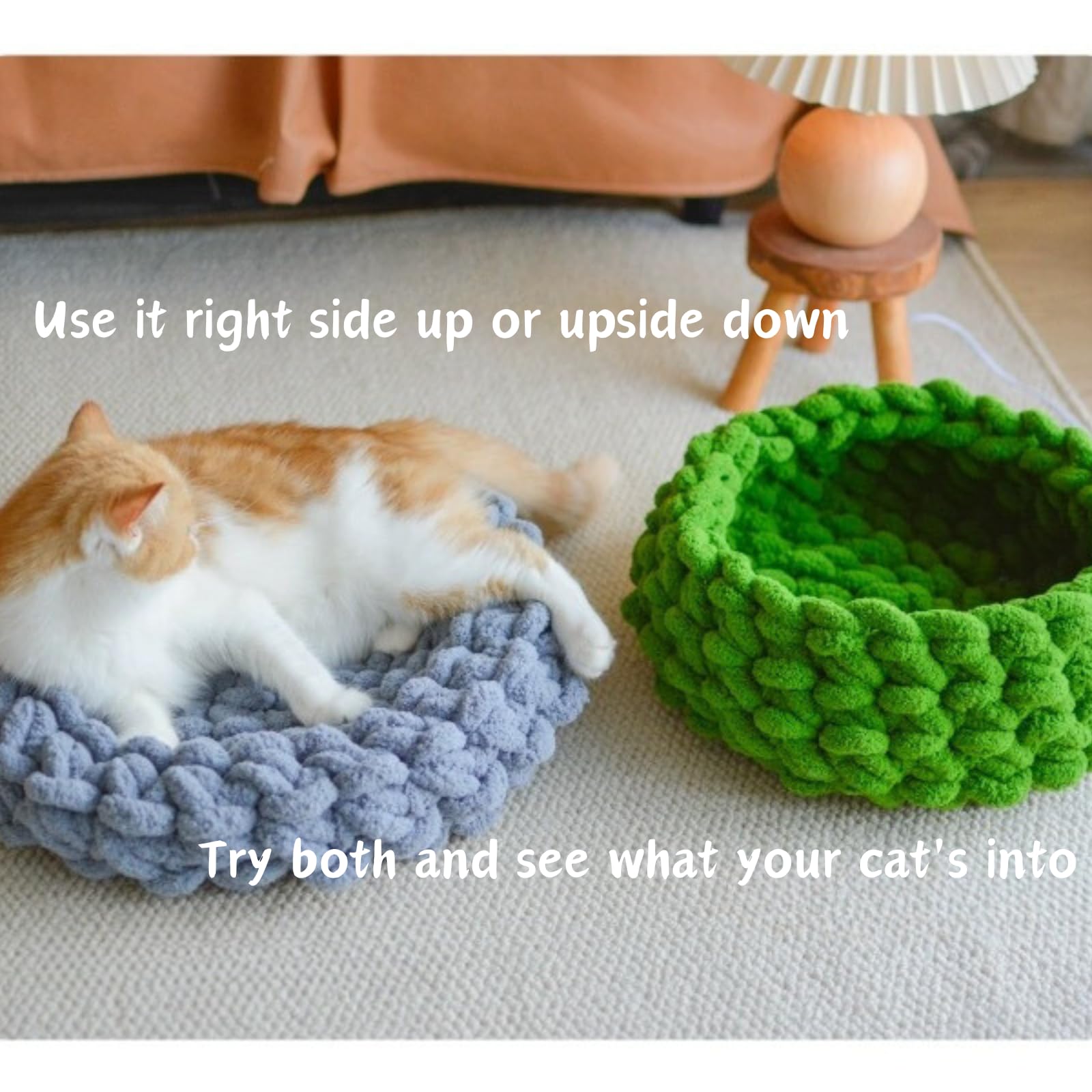 Urnat Cat Nest Bed – Premium Handwoven Washable Extra Soft Round Cave House for Indoor Kitten & Kitty, Small & Large (Cloud White,Large): MapleLeaf Red Large