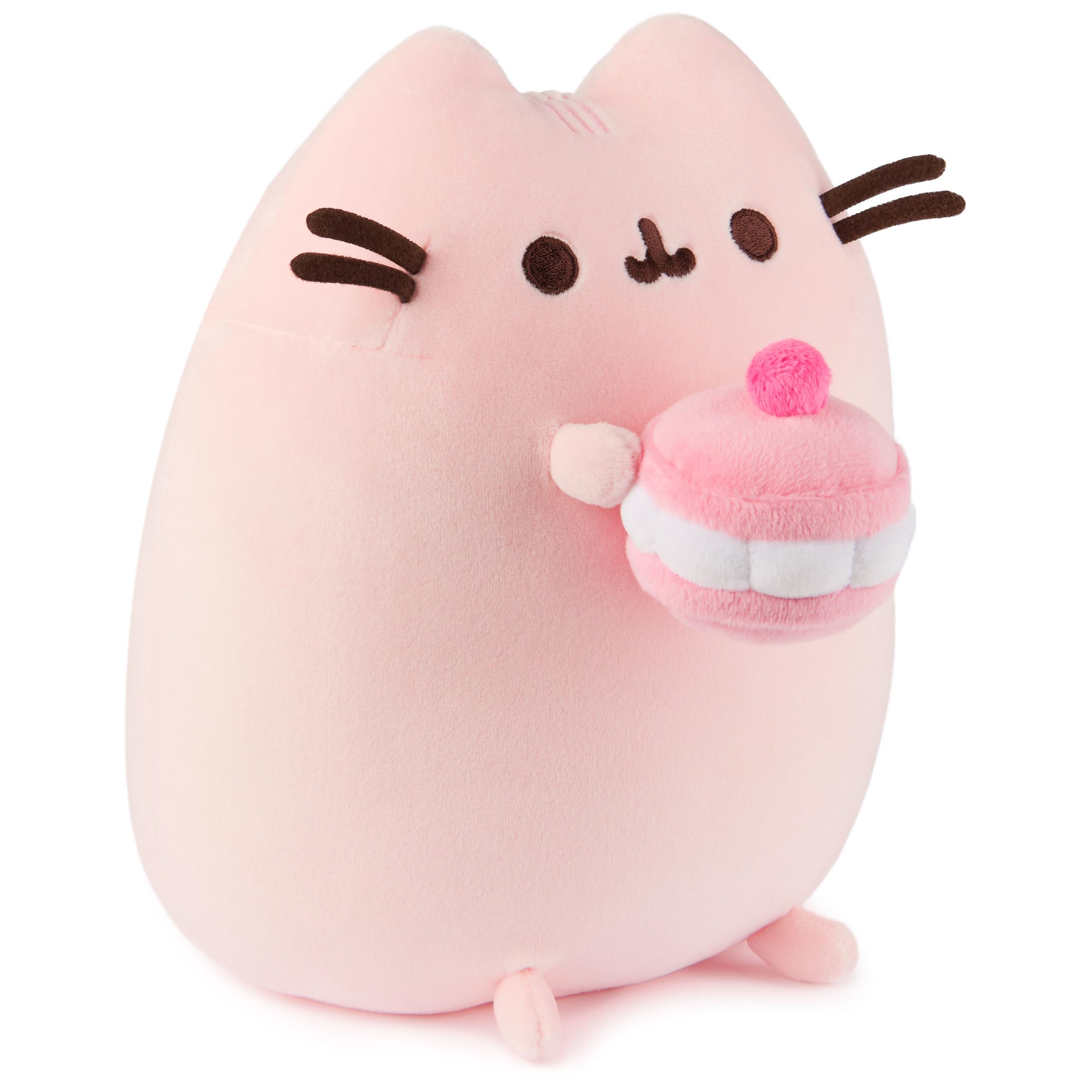 GUND Pusheen Cherry Macaron Squisheen Plush, Squishy Toy, Collectible Dessert Food Toy, Cat Stuffed Animal for Ages 8 and Up, Pink, 9.5”