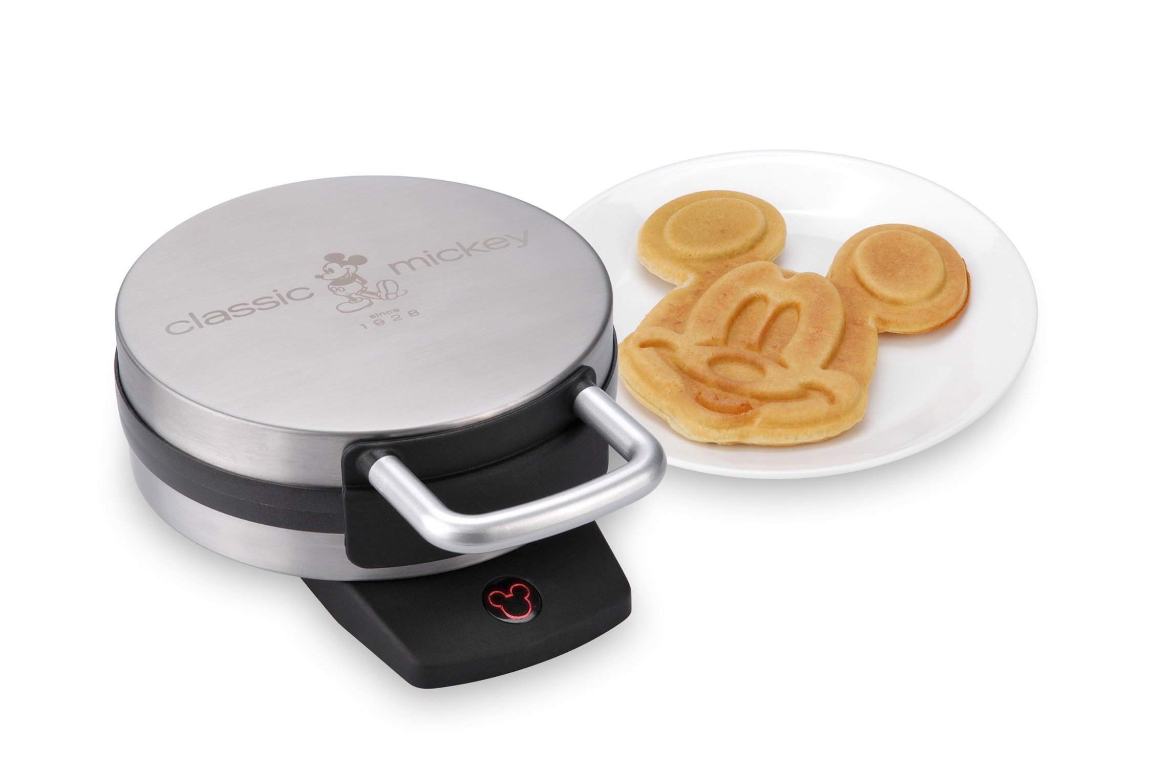 Disney Classic Mickey Waffle Maker by Select Brands - Disney Kitchen Appliances - Features Non-Stick Plates - Mickey Mouse Gift - 7" Waffles