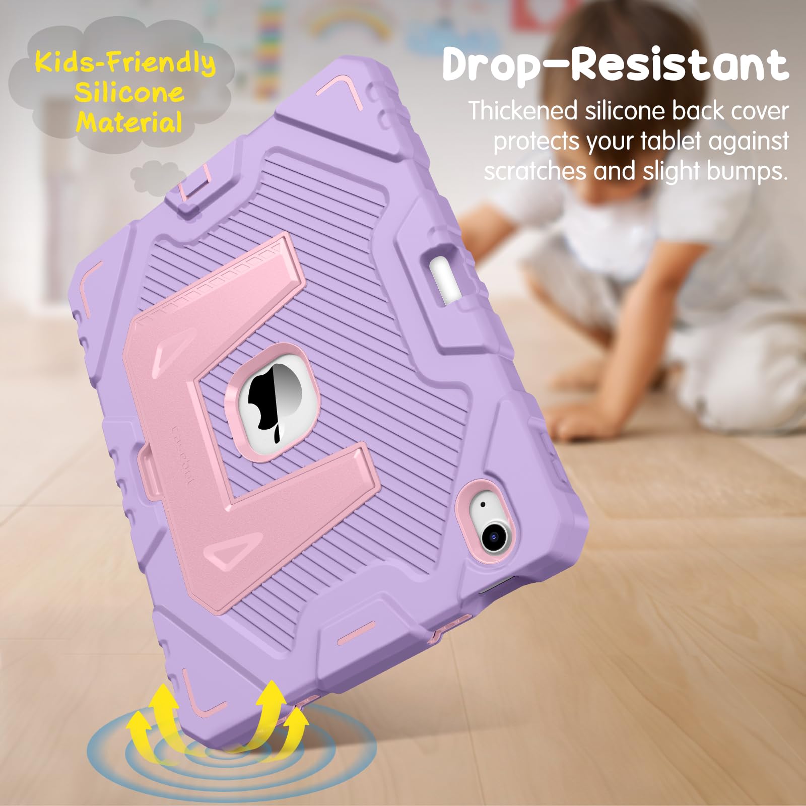 Fintie Kids Friendly Case for iPad (A16) 11th Generation 11 Inch (2025), iPad 10th Generation 10.9 Inch (2022), Fully-Body Rugged Heavy Duty Shockproof Protective Case with Kickstand, Purple