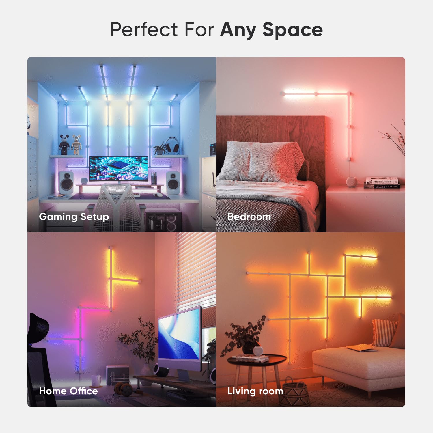 Nanoleaf Lines Smart LED Wall Lights, Music & Screen Sync RGBW Light Bar with 16M+ Color, WiFi Wall Lights Work with Alexa & Google Assistant for Gaming and Home Decor, 90 Degree Smarter Kit 4 Lines: 90 Degree 4PK