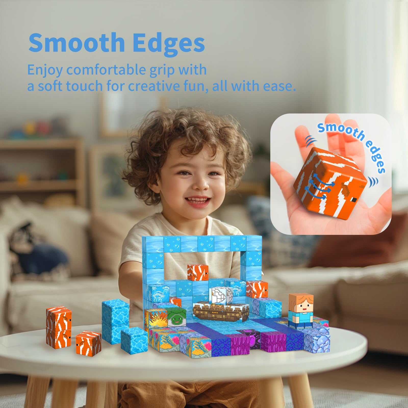 tinytrek Magnetic Blocks-120PCS Ocean Quest Set，Magnetic Building Blocks Kids Toys for Ages 3 4 5 6 7 8 Birthday Gifts，STEM Montessori Sensory Toys for 3+ Years Old Boys & Girls