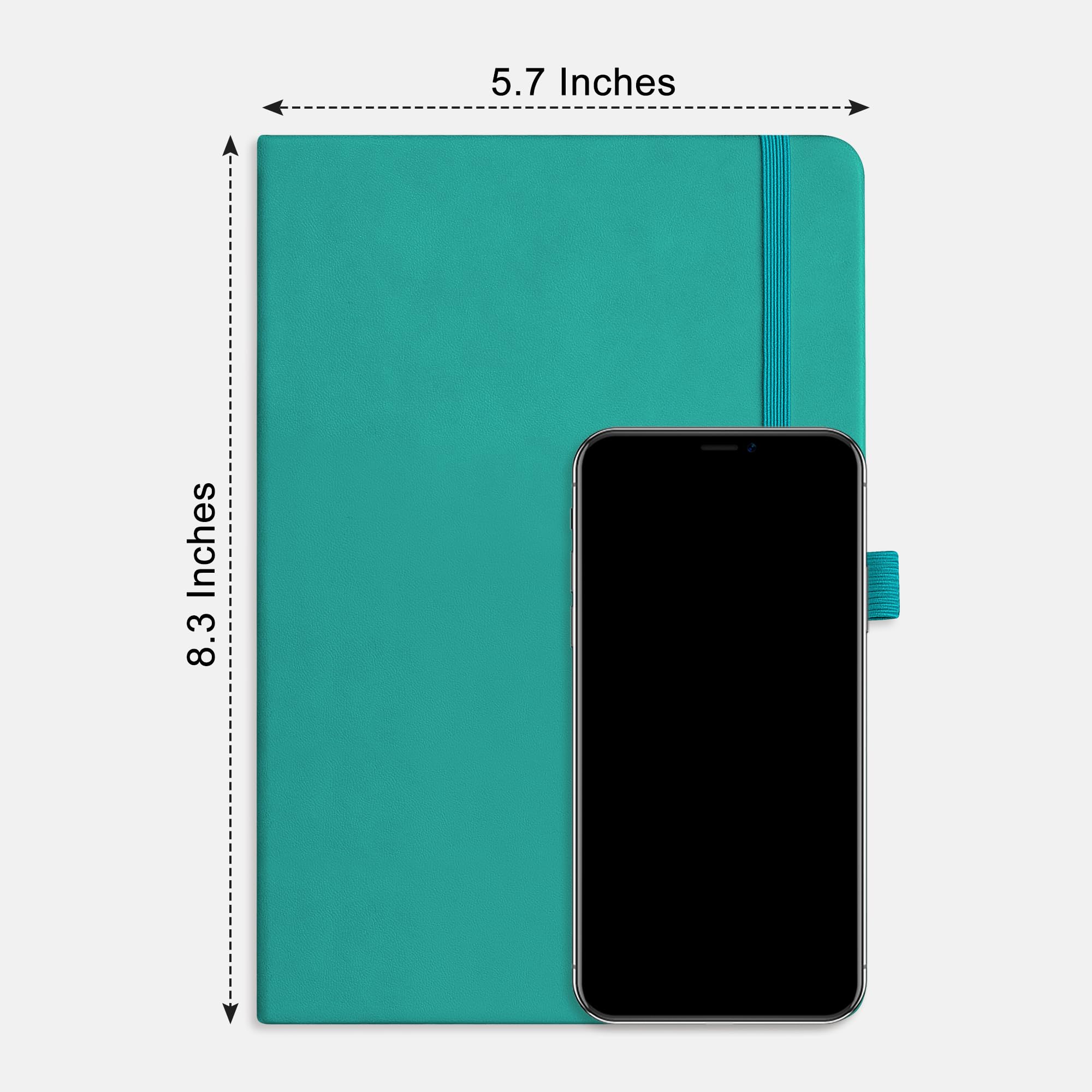 RETTACY Lined Journal Notebook, 320 Numbered Pages, B5 Medium Size (7.6'' x 10''), for Men & Women, Journaling, Writing, Work & Office, Leather Softcover, 100 GSM Thick Paper (Light Blue): Cyan A5