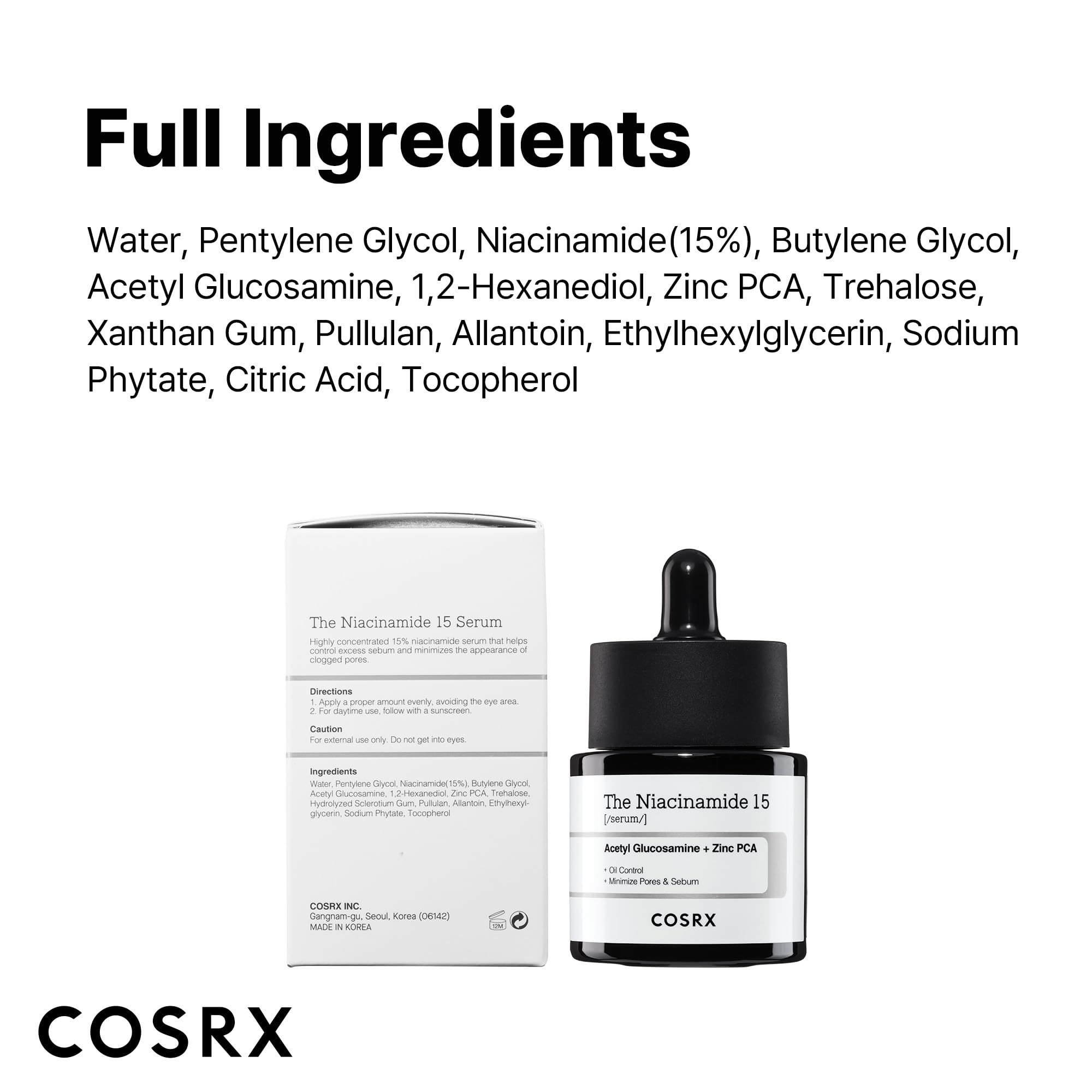 COSRX 15% Niacinamide Face Serum, 0.67 fl oz, Pore Minimizer Serum for Face, Even Skin Tone, Korean Skin Care