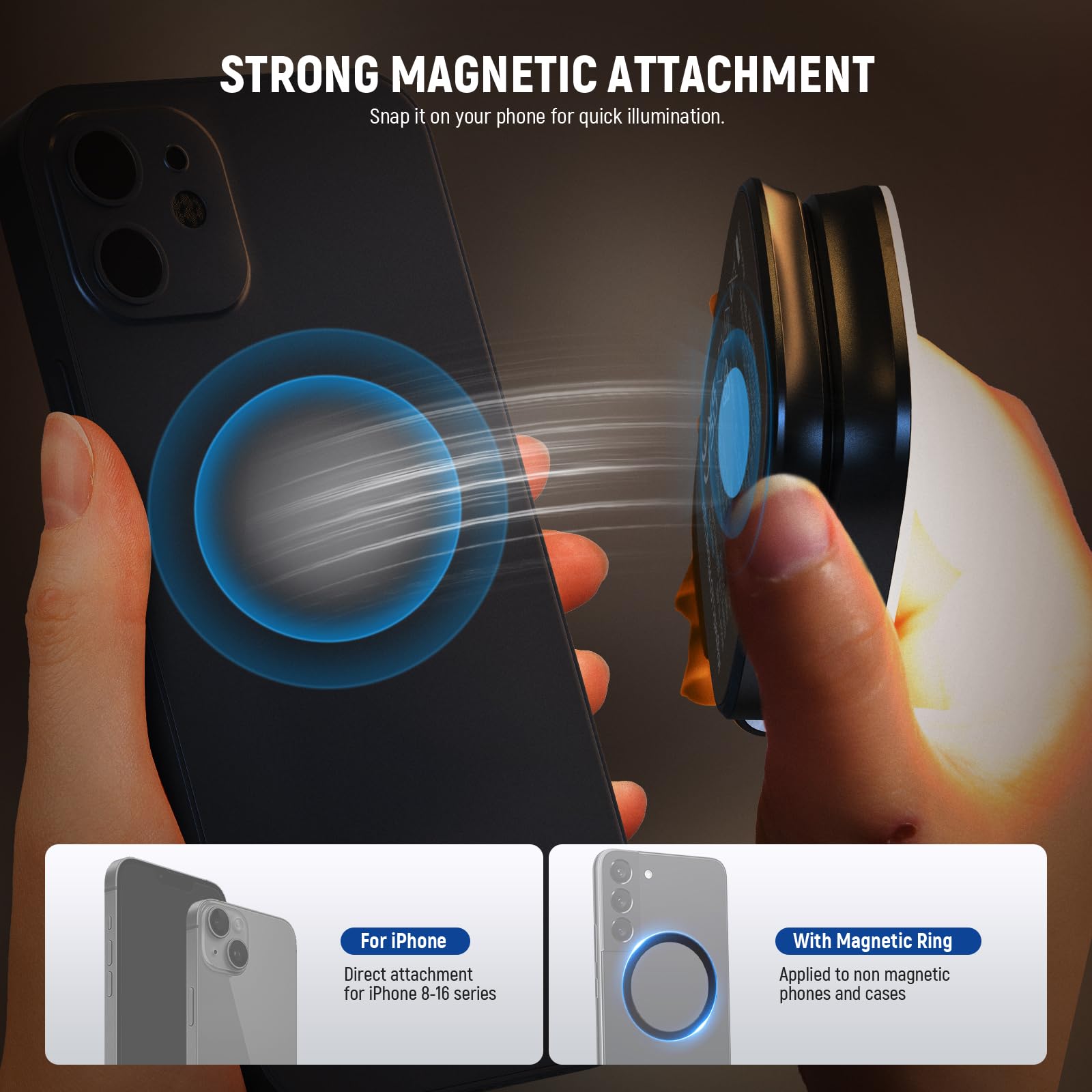 NEEWER BASICS Magnetic Selfie Light Compatible with MagSafe iPhone, CRI95 700lx/0.3m Folding LED Phone Fill Ring Lighting with Mirror for Zoom Makeup Photography Recording Video Conference,