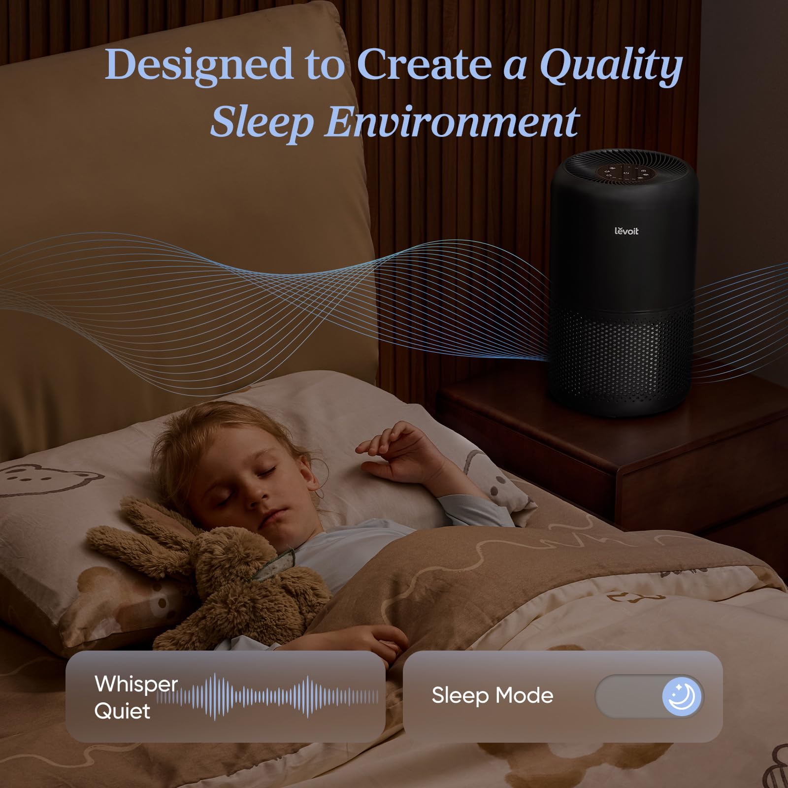 LEVOIT Air Purifier for Home Allergies Pet Hair in Bedroom, Covers Up to 1073 ft² by 56W High Torque Motor, AHAM VERIFIDE, 3-in-1 Filter with HEPA Sleep Mode, Remove Dust Smoke Odor, Core300-P, White: Black Air Purifier