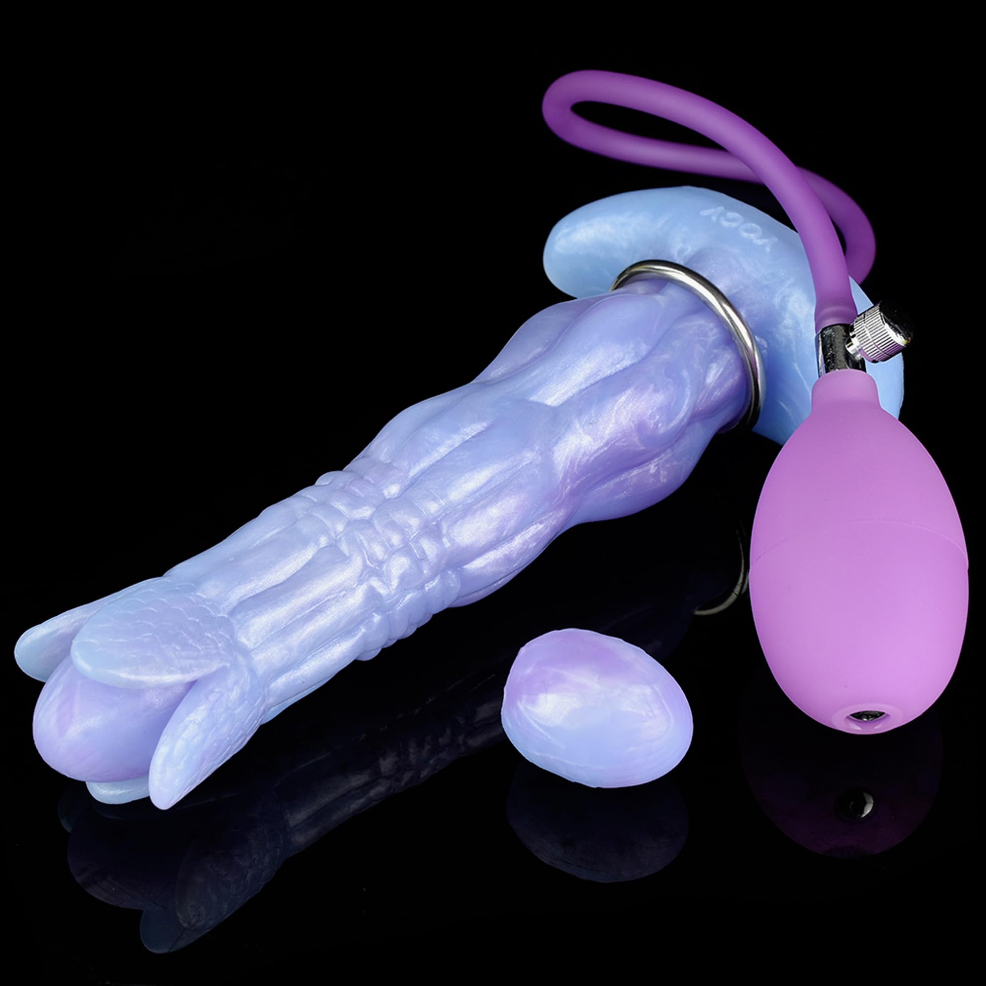 Dragon Dildo Pneumatic Monster Ovipositor with 5 Eggs, 8.1inch Silicone Ovipositing Tentacle Dildo Inflatable Anal Plug Adult Sex Toys for Women G Spot and Men