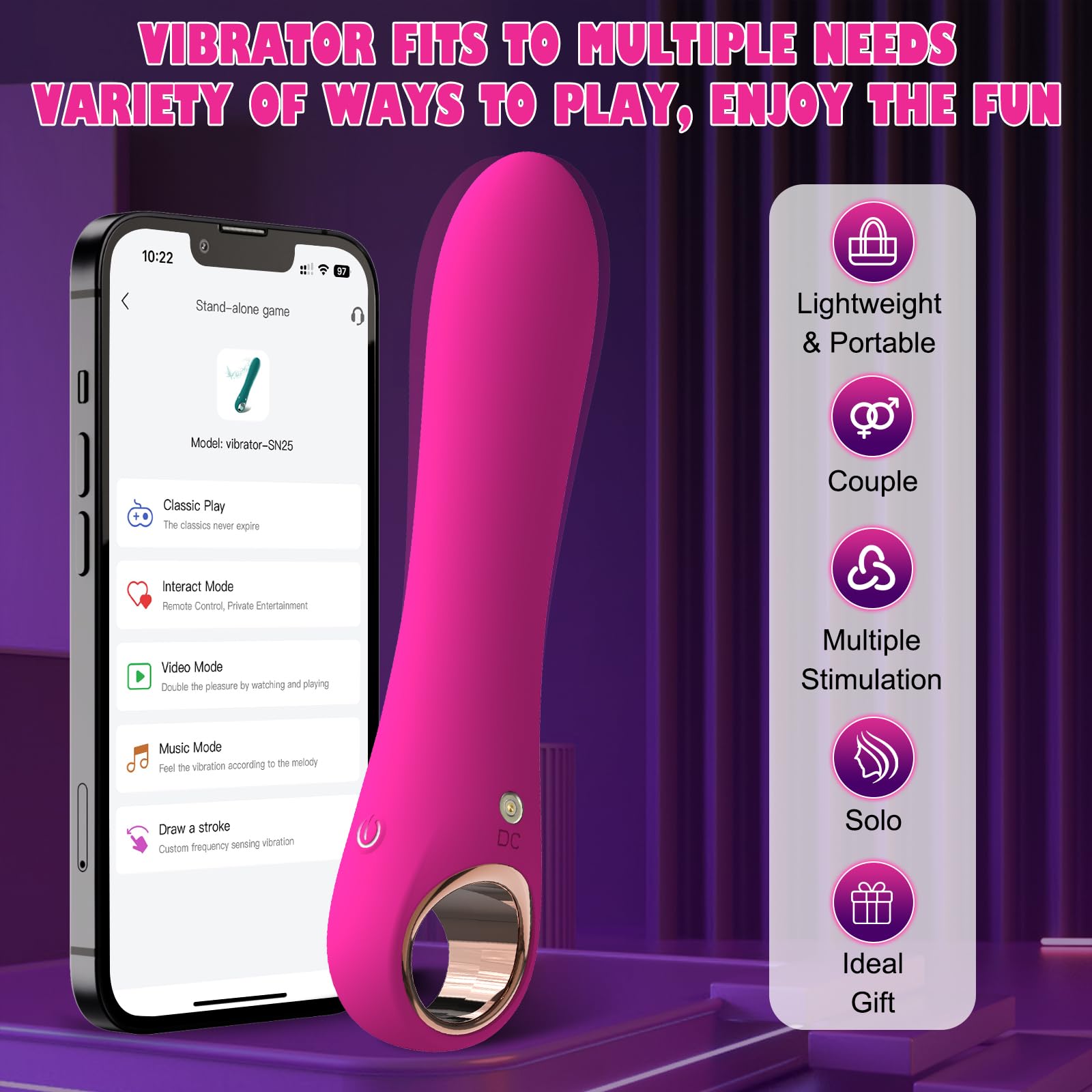 Tuitionua Adult Sex Toys Dildo - APP Control G Spot Dildos Vibrator for Woman, Clitoral Stimulator with 10 Vibration Modes, Adult Toys for Women and Couples(APP Pink): APP-Pink
