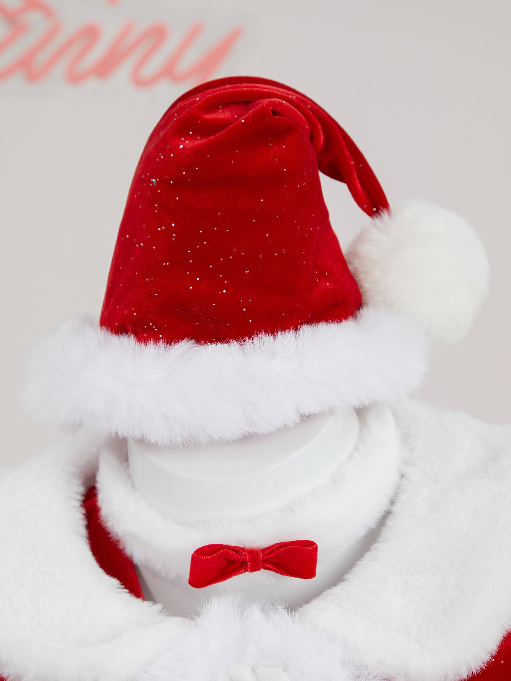 Mobbunny Women Christmas Anime Cosplay Costume Red Fluffy Dress Outfits with Cape and Santa Hat: Large Red
