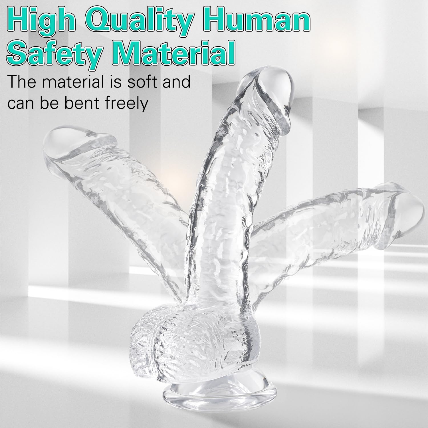 Clear Realistic Dildo, 7.3 Inch Feels Like Skin Body-Safe Material, with Strong Suction Cup for Hands-Free Play, Adult Sex Toys Suitable for Women Men Gay ＆ Couple: L1