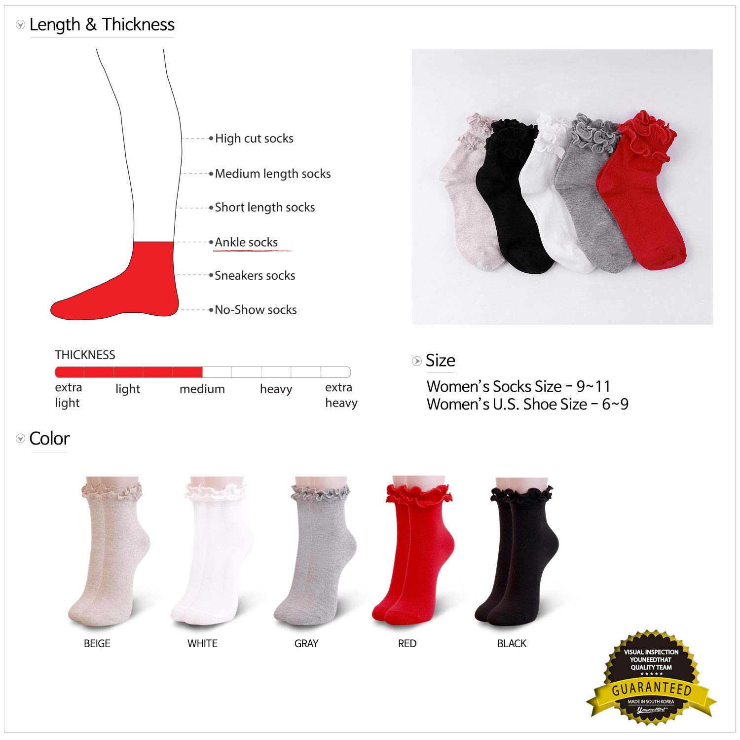 Youneedthat Women's Double Ruffle Frilly Ankle, Crew Socks Cotton Lettuce Lace Trim Big Girls (Pack of 3/5): Youneedthat Women's Double Ruffle Frilly Ankle, Crew Socks Cotton Lettuce Lace Trim Big Girls (Pack of 3/5)