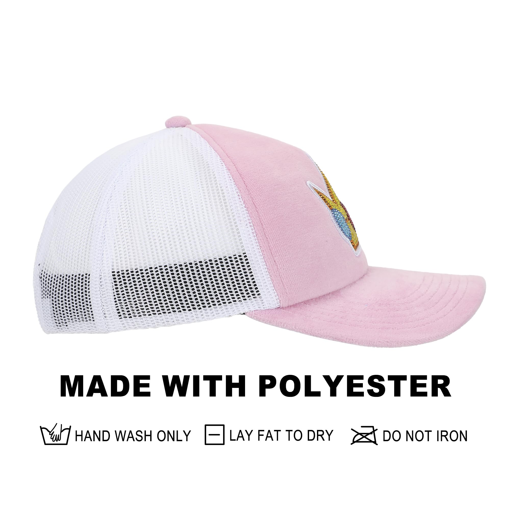 Super Mario Bros Princess Peach Rhinestone Crown Pink Trucker Hat-OSFA