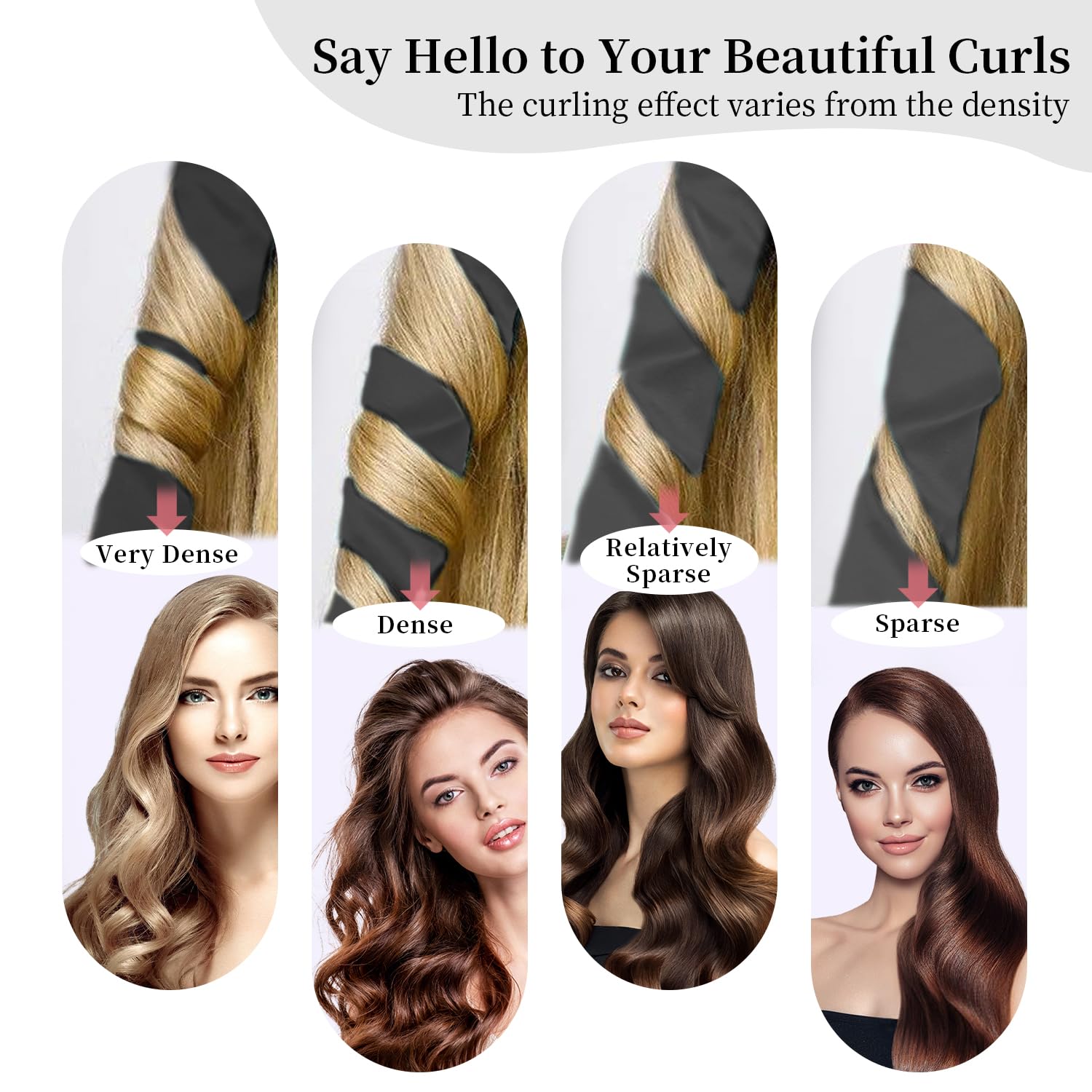 Heatless Curls Overnight, Heatless Hair Curler and Curling Scrunchie Set, Heatless Curling Rod with Spray Bottle, No-Heat Hair Curlers, Overnight Blowout Rods, for Medium to Long Hair (Black): Black-9pcs