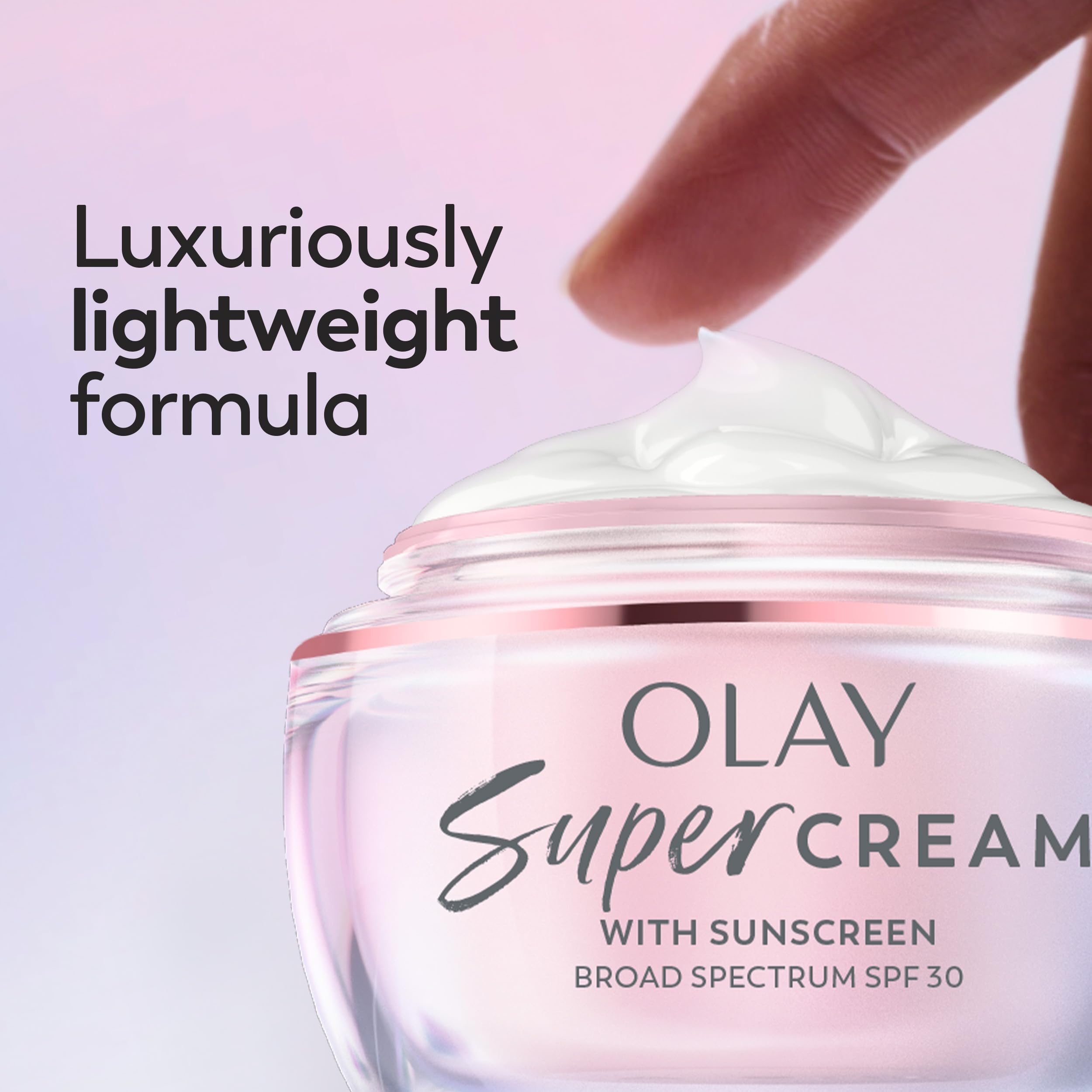 Olay Super Cream with Sunscreen SPF 30, Trial Size, Lightweight Face Moisturizer with Sun Protection, 5-in-1 Skin Care Benefits - Hydrating, Brightening, Firming - Niacinamide, Vitamin C, 15 mL: 0.5 Fl Oz (Pack of 1)