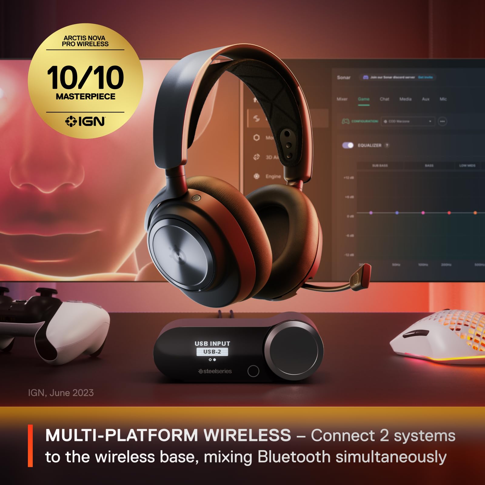 SteelSeries Arctis Nova Pro Wireless Xbox Multi-System Gaming Headset - Neodymium Magnetic Drivers - Active Noise Cancellation - Infinity Power System - Xbox, PC, PS5, PS4, Switch, Mobile - White