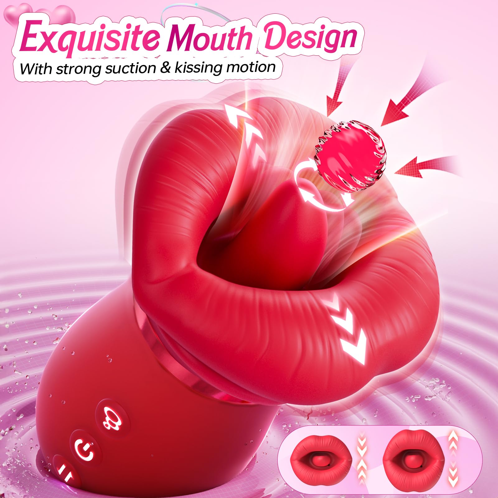 Vibrator Adult Sex Toys for Women - Sovokn 5IN1 Mouth Sucking Vibrator Rose Sex Toy, 10 Tongue Licking, 3 Auto & 1 Manual Sucking Adult Toys New APP, Clit Nipple Vibrator Female Couple Sex Toys,: A Red
