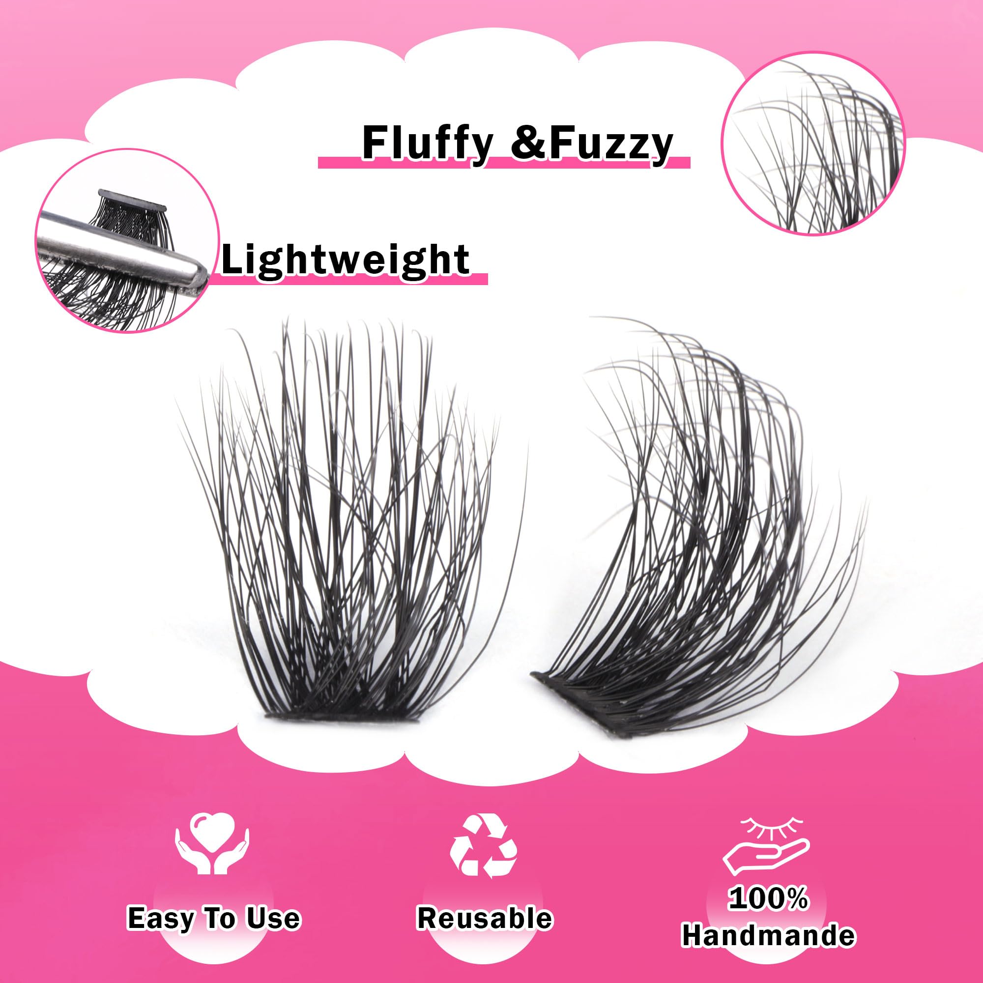 FANXITON DIY Lash Extension Kit Volume Lash Clusters 40D+50D D Curvature Individual Lashes Lash Clusters Kit Thick Eyelash Extension Kit 280 pcs Thin Band Cluster Lashes Lash Bond and Seal Tweezers: (HZ 01)DIY Lash Extension Kit-288pcs