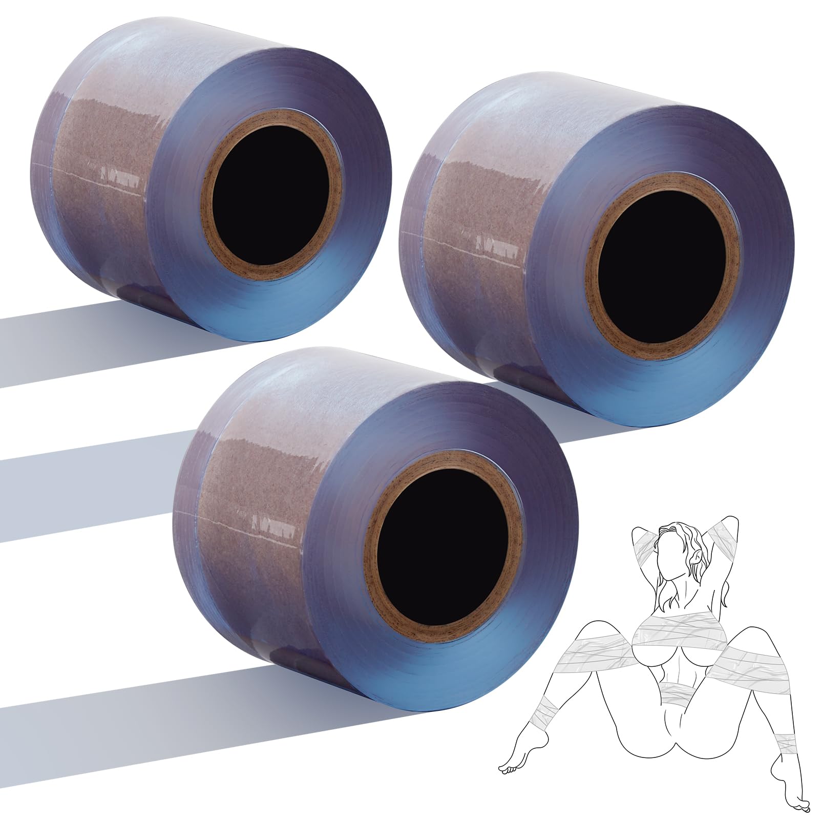 BDSM Bondage Restraints Tape Set – UTIMI Adult Toy Sexual Restraint Tape Reusable Pull-up Binding PVC Static Electrostatic Tape for Couples 82ft （3 Rolls） thumbnail 1