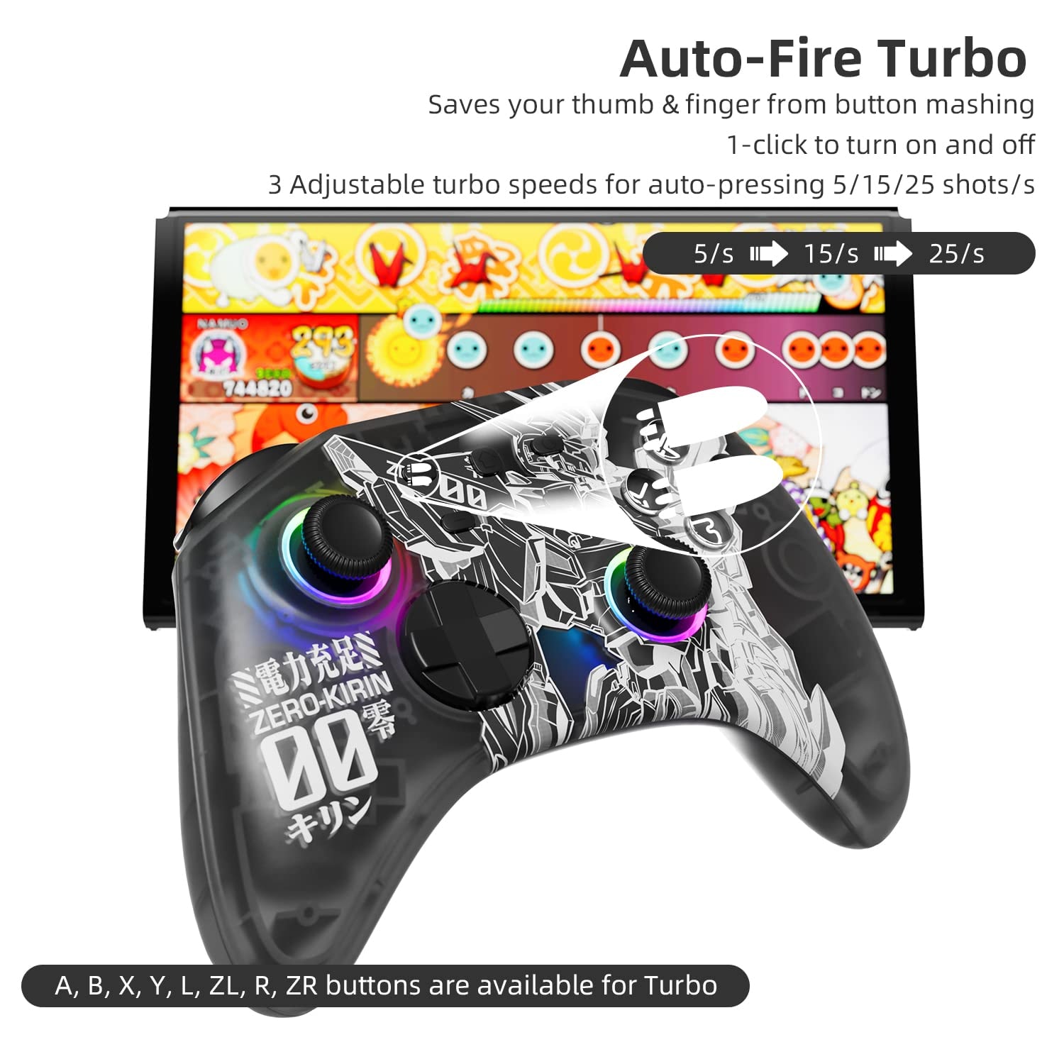 Mytrix Wireless Pro Controllers for Nintendo Switch, Windows PC iOS Android Steam/Steam Deck,  Bluetooth Controller with Programmable, Headphone Jack, Adjustable LED Light/Turbo/Vibration - Image 7