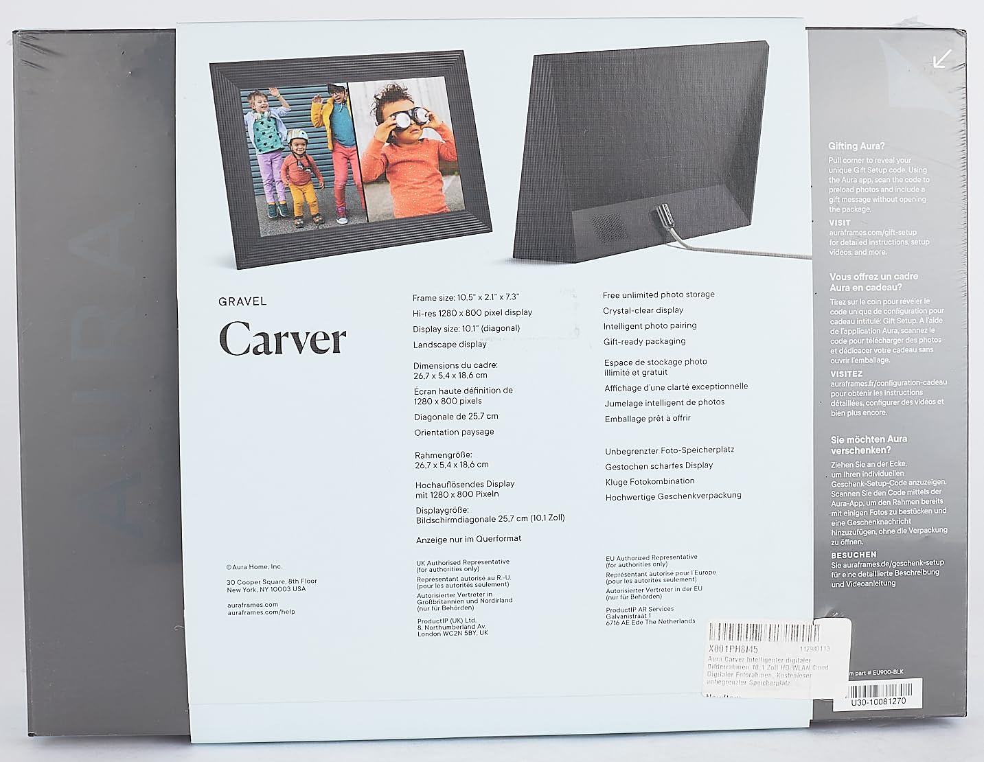 Aura Digital Picture Frame - 10.1" HD Mat Display | Wirecutter's Best Digital Frame for Gifting - Send Photos Directly from Your Phone from Anywhere | Quick & Easy Setup Over WiFi - Free App | Black: 10" - Black