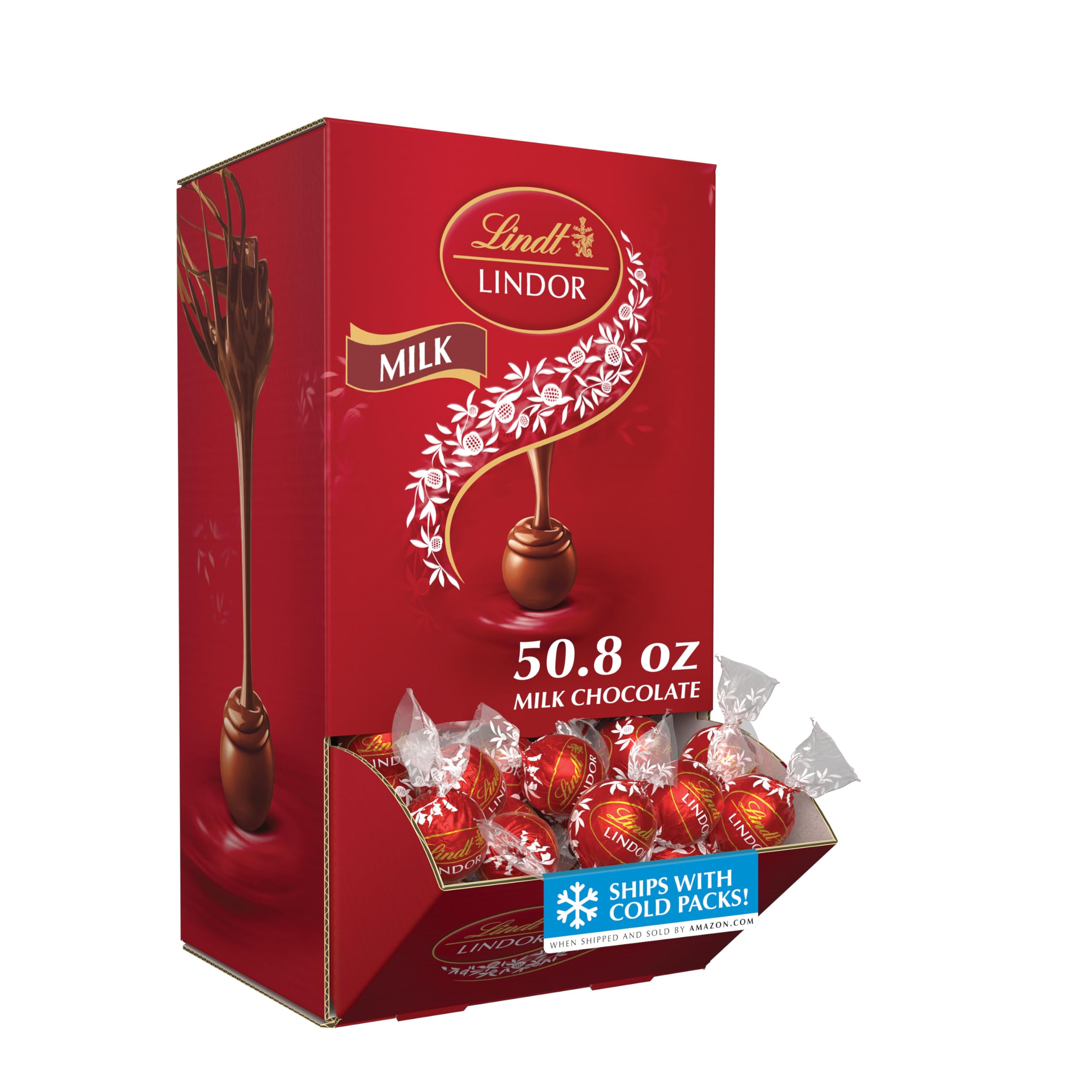 Lindt LINDOR Milk Chocolate Candy Truffles Traditions Gift Box, Milk Chocolate Candy with Smooth, Melting Truffle Center, 6.8 oz.: 50.8 Ounce (Pack of 1) 50.8-oz