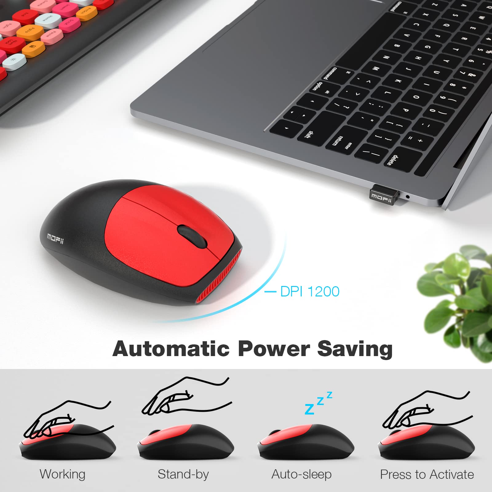 MOFII Wireless Keyboard and Mouse Combo,2.4GHz Retro Full-Size Keyboard with Number Pad and Cute Wireless Mouse for Computer PC Desktops Laptop WindowsxP/7/8/10(): Black Colorful