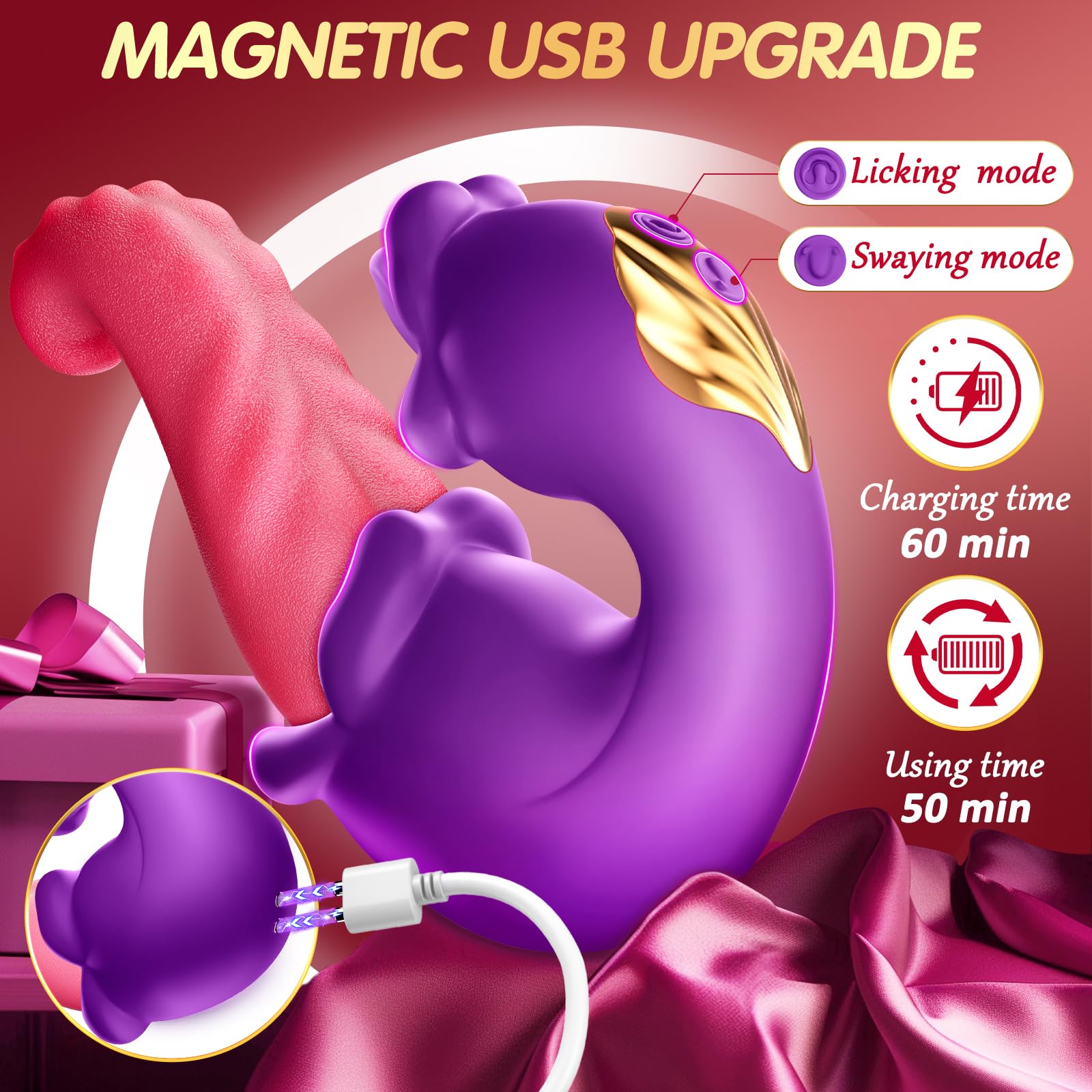 Sex Toys Tongue Vibrator for Women – 10 Licking Clitoral & 10 Swing Vibration Modes, AAVibe Rose Toy Thrusting Vibrators Dildo, Adult Toy G Spot Clit Stimulator Pleasure Tools for Female Couples Games