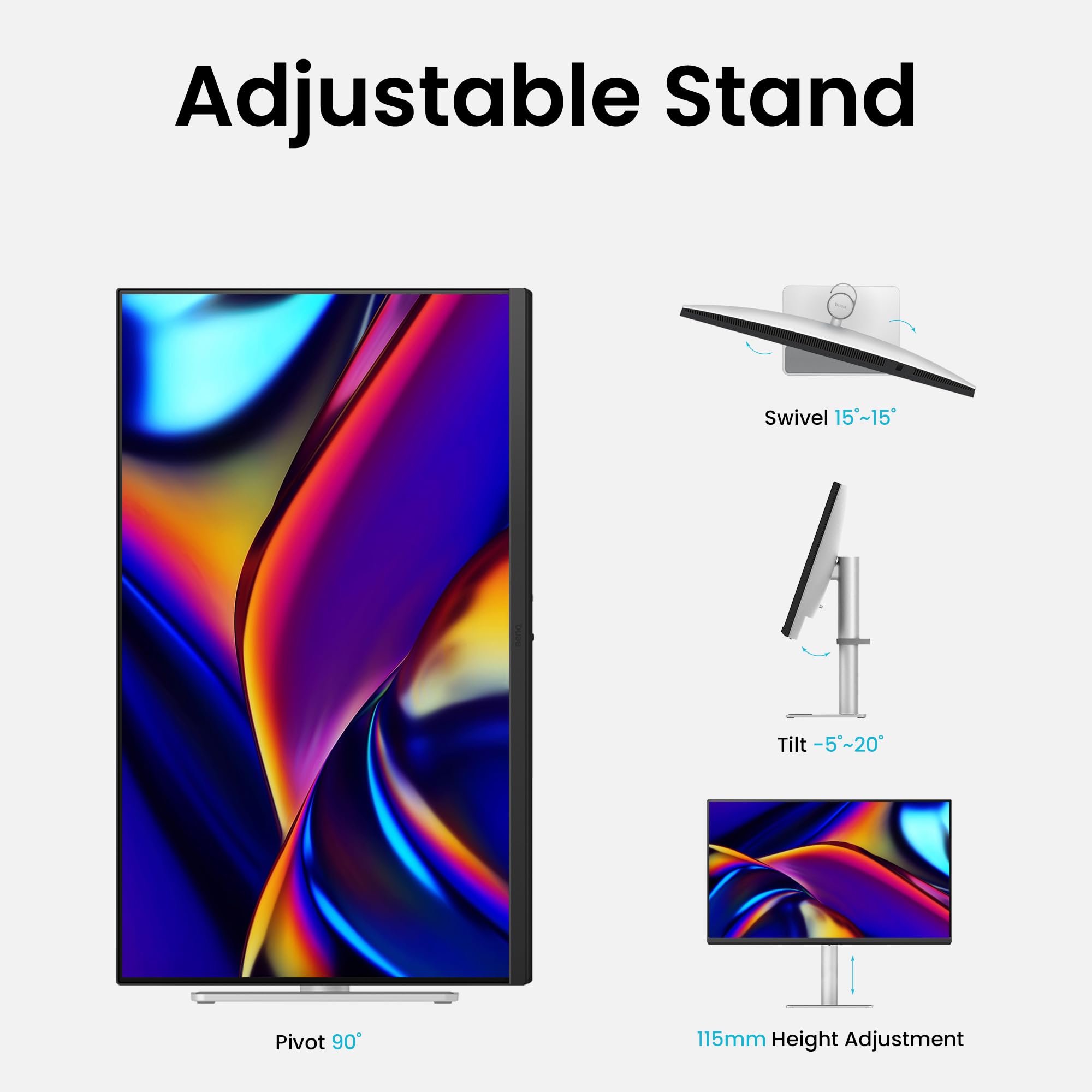 BenQ MA270U 27" 4K 3840x2160 Monitor, for MacBook® Pro/Air, Dual USB-C, 90W Power Delivery, Mac Color Match, USB Hub, Brightness & Volume Control on Mac, Height & Tilt Adjustable Stand, P3 Color Gamut: 32" 4K | 90W USB-C | Mac Color