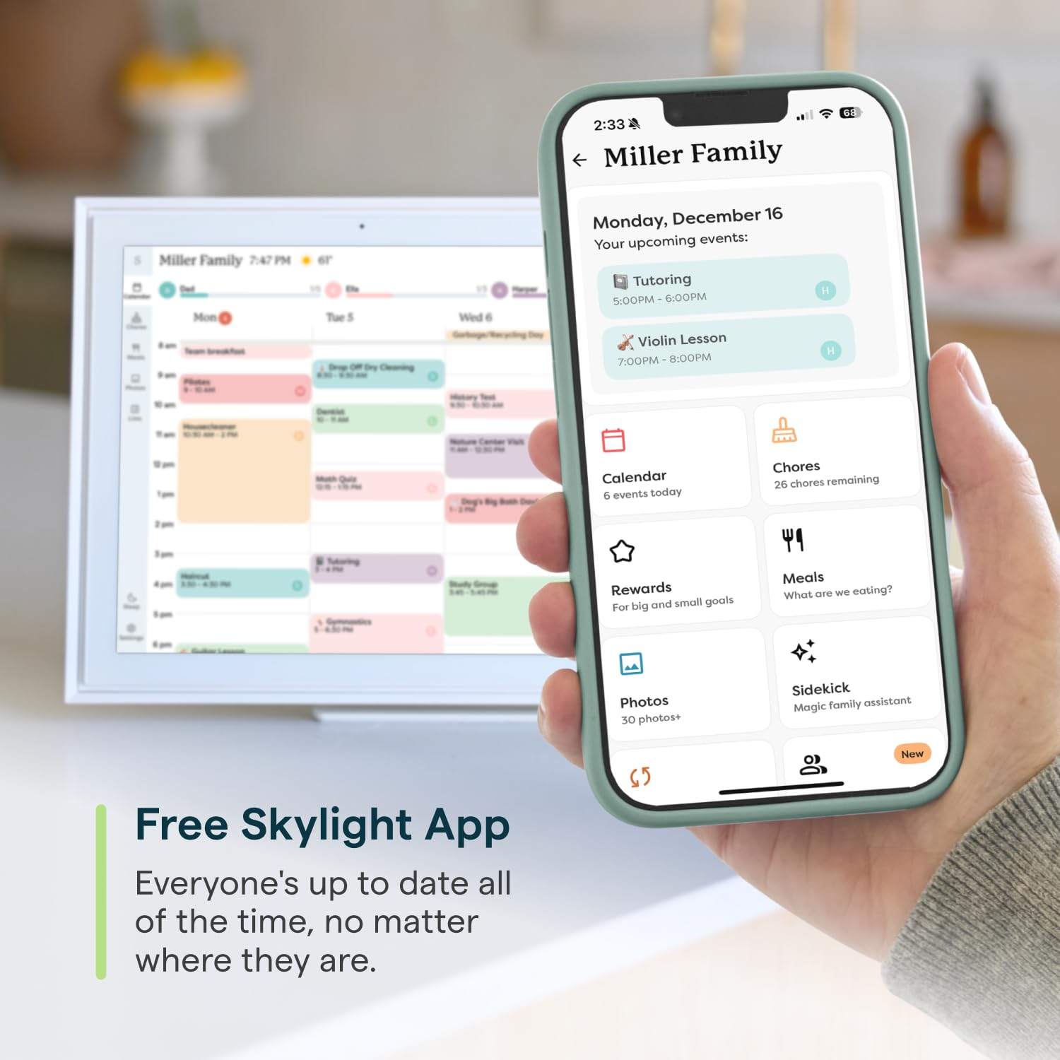 Skylight Calendar: 15-inch Wall Planner Digital Calendar & Chore Chart, Smart Touchscreen Interactive Display for Family Schedules – Wall Mount Included, Great for Organizing Your 2025 Calendar