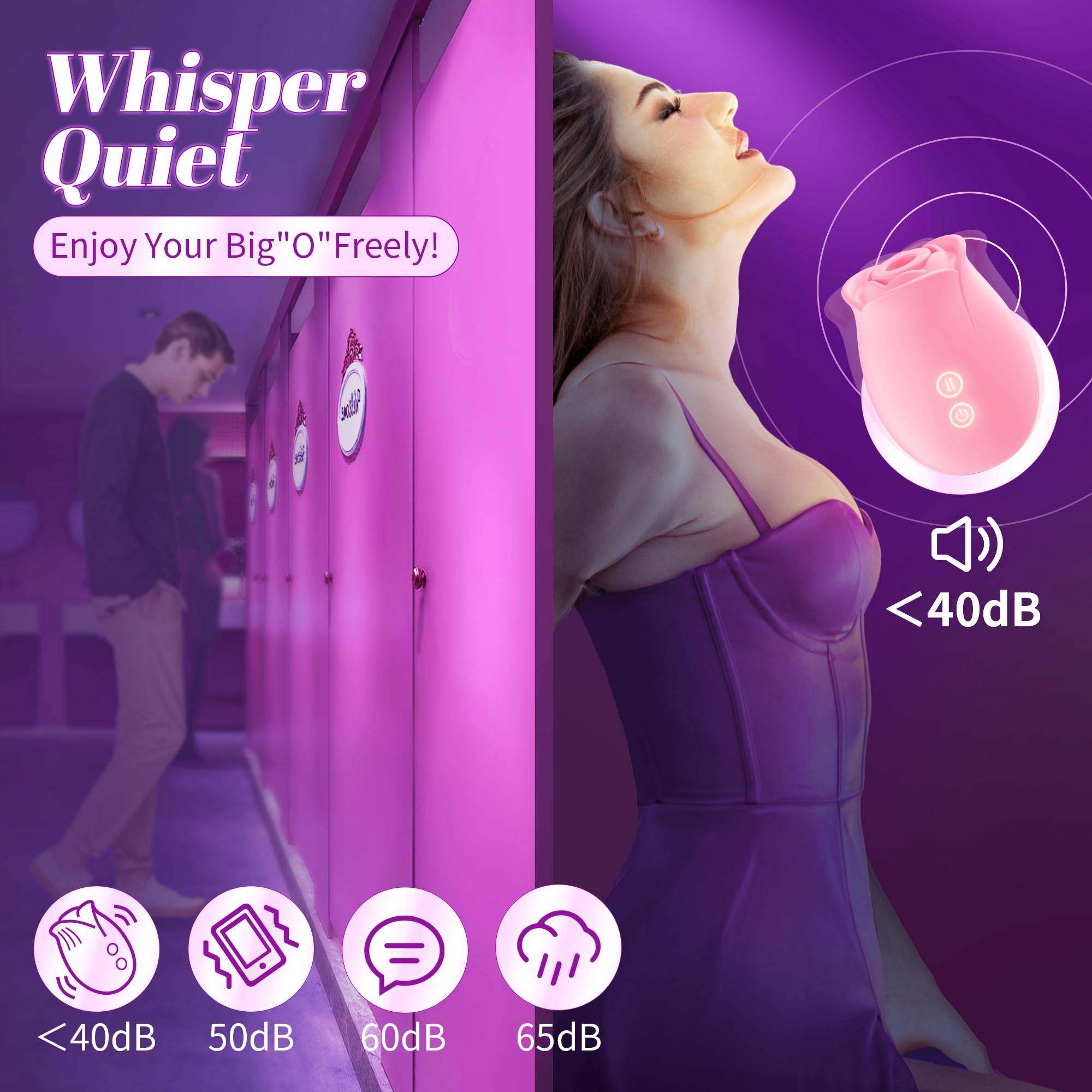 Rose Sex Toy Vibrator Adult Sex Toys Women Sucking Vibrater Adult Toys Nipple Toys G Spot Clitoral Vibrator Rose Sexual Stimulation Device Anal Dildo with 5 Sucking Modes Female Couples: Soft Pink