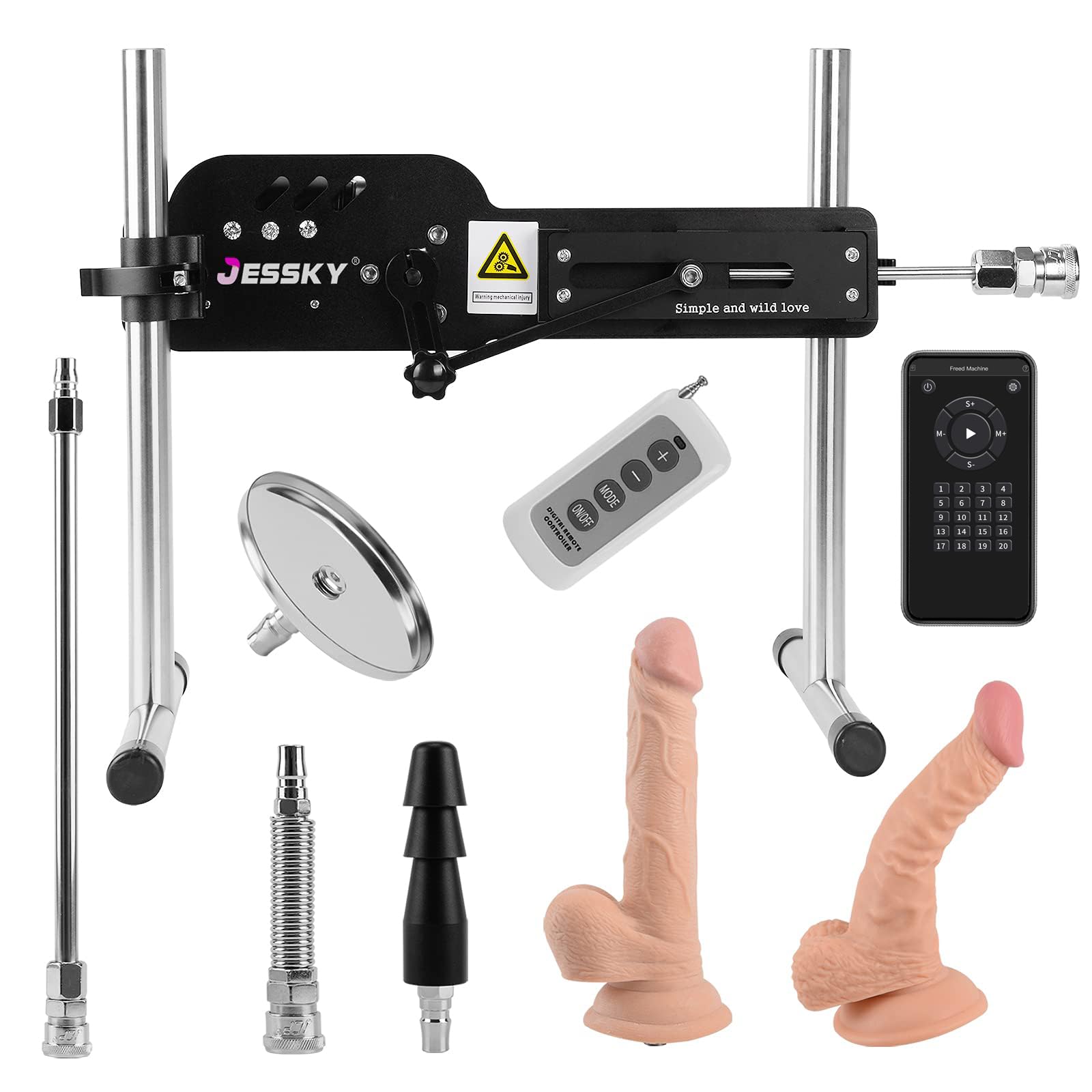 JESSKY Premium Sex Machine, Adjustable Love Machine Adult Sex Toys APP/Remote Control Thrusting Sex Machine with 3 Attachments for Women and Men: 1-thrusting Sex Machine