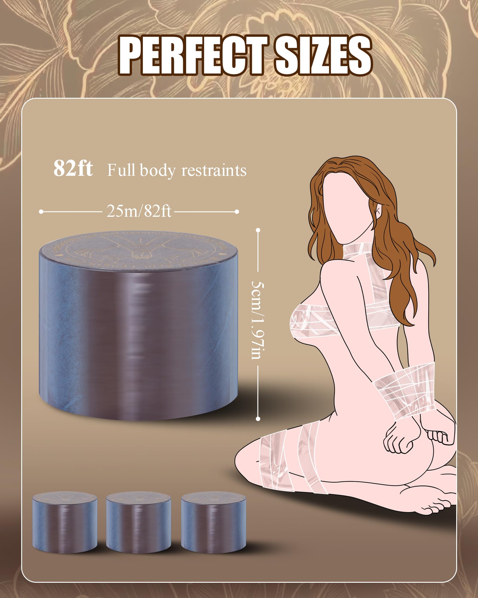 BDSM Bondage Restraints Tape Set – UTIMI Adult Toy Sexual Restraint Tape Reusable Pull-up Binding PVC Static Electrostatic Tape for Couples 82ft （3 Rolls） thumbnail 5