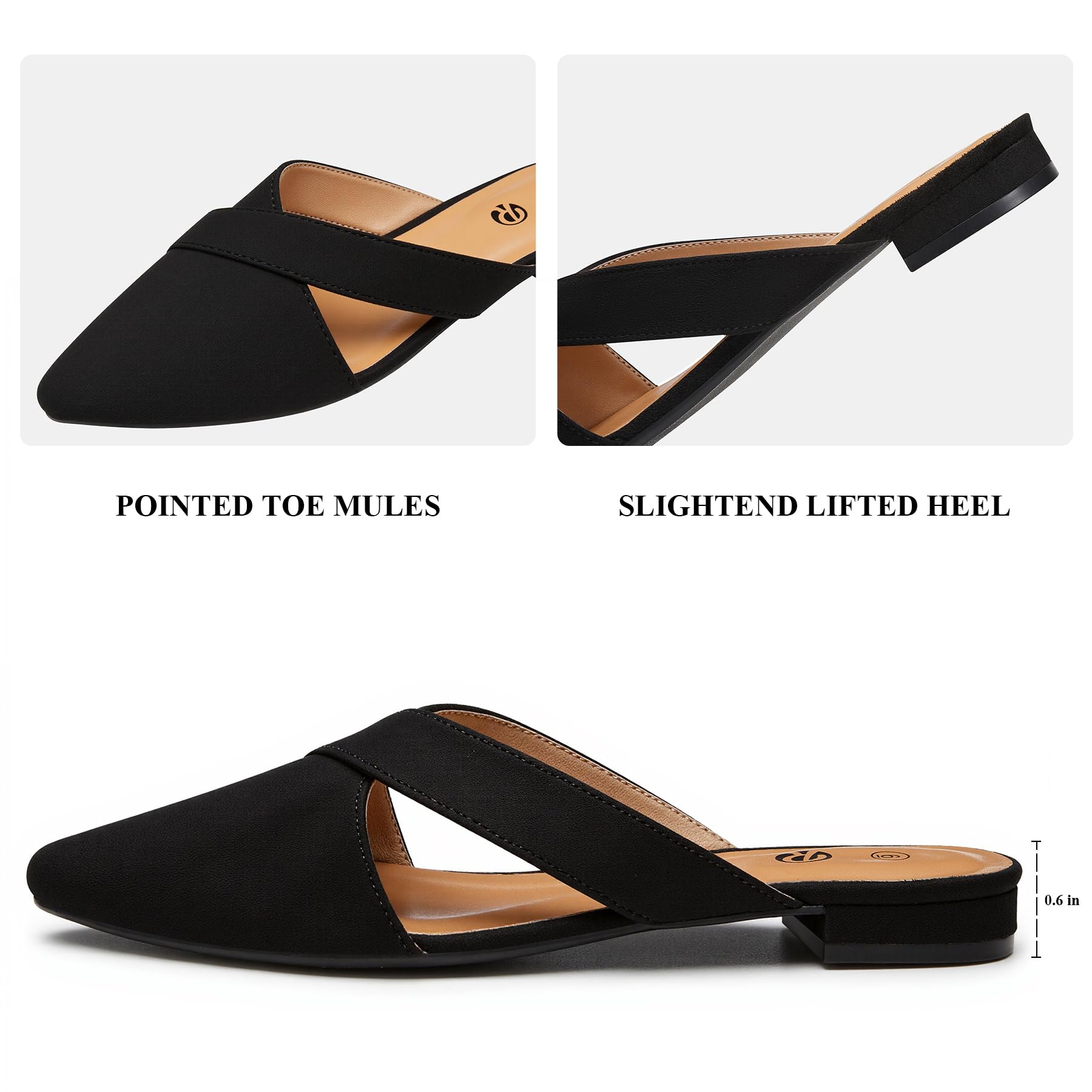 Rekayla Women’s Mules Closed Pointed Toe Backless Loafer Shoes for Women